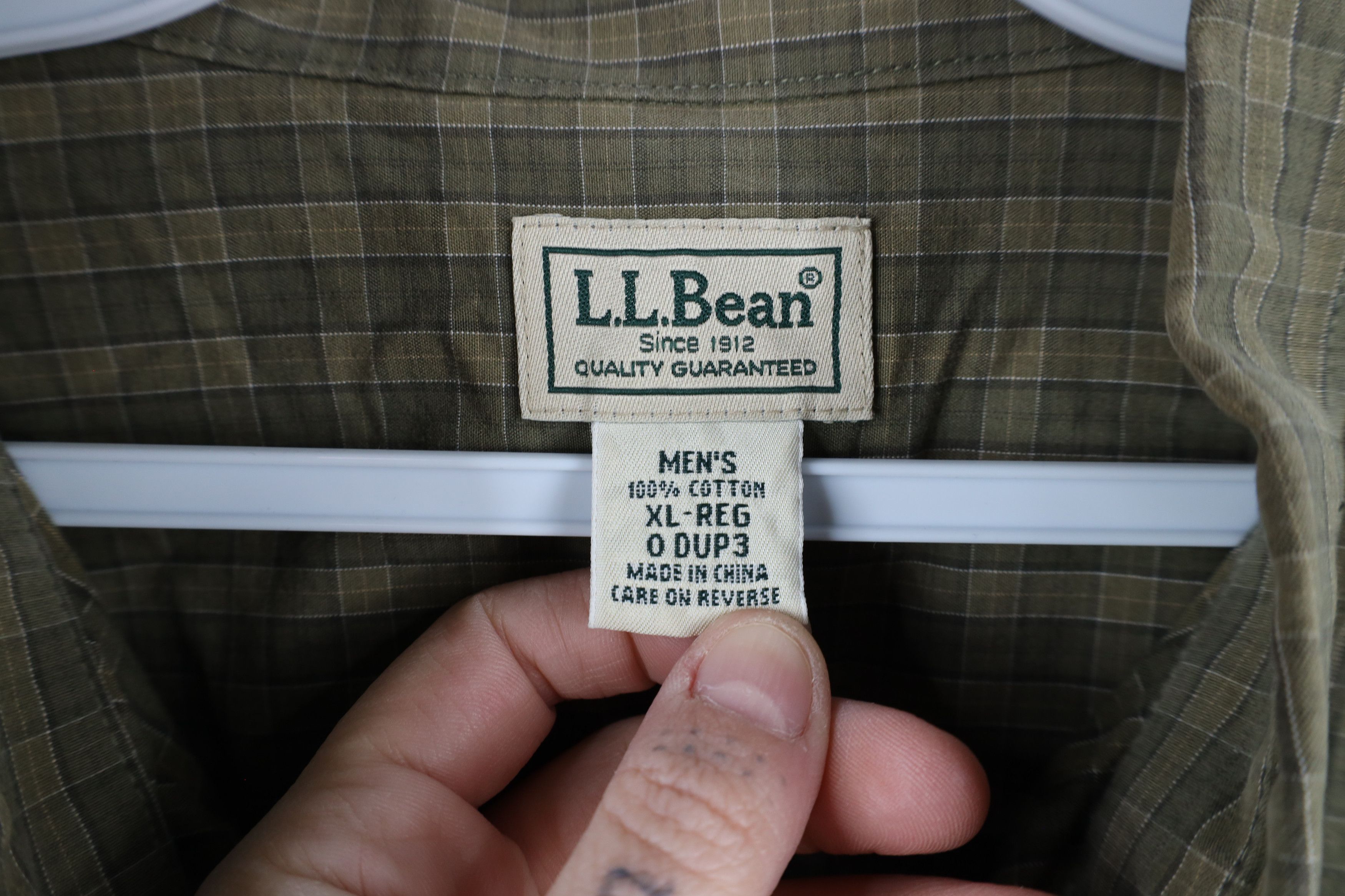L.L. Bean × Vintage Vintage LL Bean Collared Button Down Shirt Green Plaid Size US XL / EU 56 / 4 - 7 Thumbnail