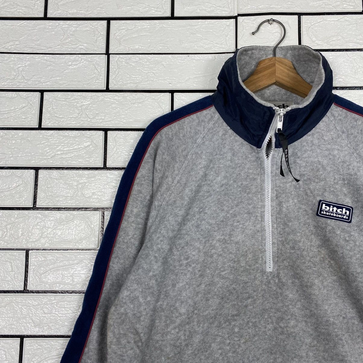 Japanese Brand Half Zipper Sweatshirt Bitch Skateboards Big Logo Size US L / EU 52-54 / 3 - 8 Thumbnail