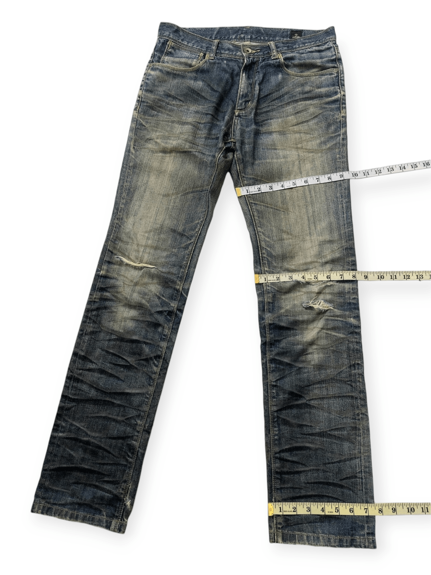 Japanese Brand × semanticdesign Semantic Design Whiskers Distressed Denim Size US 32 / EU 48 - 15 Thumbnail