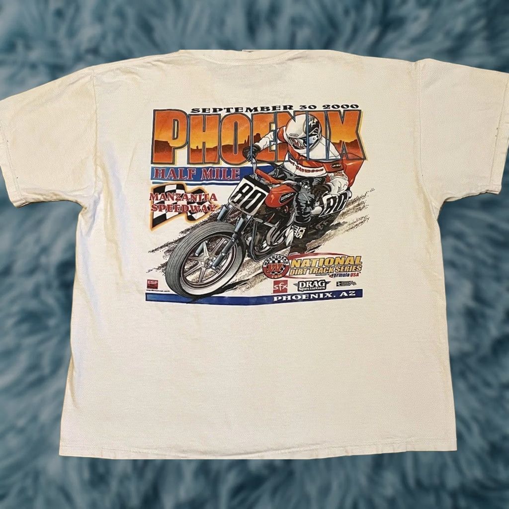 Harley Davidson VINTAGE Motocross Shirt M White Harley Davidson Distressed Boxy Phoenix Arizona Manzanita Speedway 90s Y2K Biker Grunge USA Rockabilly Size US M / EU 48-50 / 2 - 1 Thumbnail