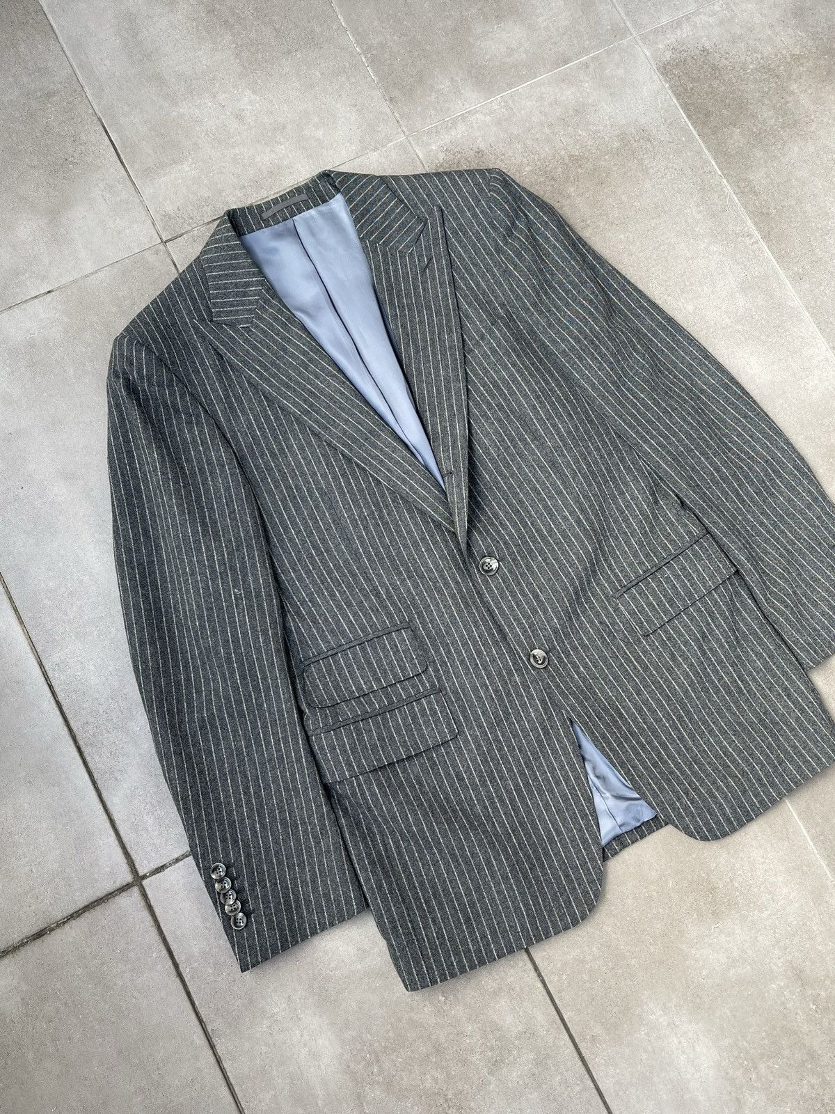 Suitsupply SS12 Suitsupply White Striped Grey Wool Casual Blazer Size 42S - 9 Thumbnail