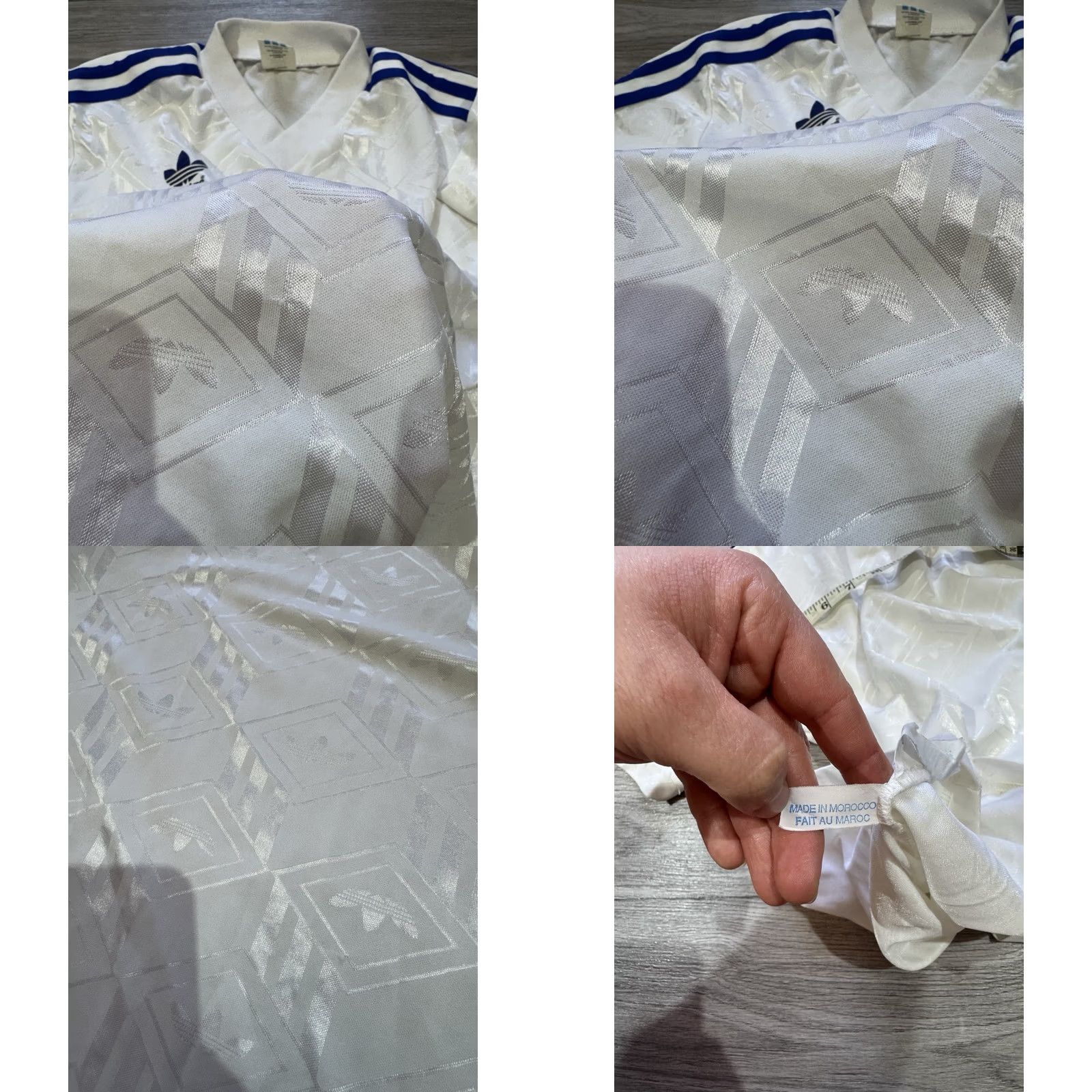 Adidas ADIDAS TEMPLATE FOOTBALL SHIRT SOCCER JERSEY Sz S Made In Morocco Mens T-Shirt White 1990s Jersey Shirt Size US S / EU 44-46 / 1 - 8 Thumbnail