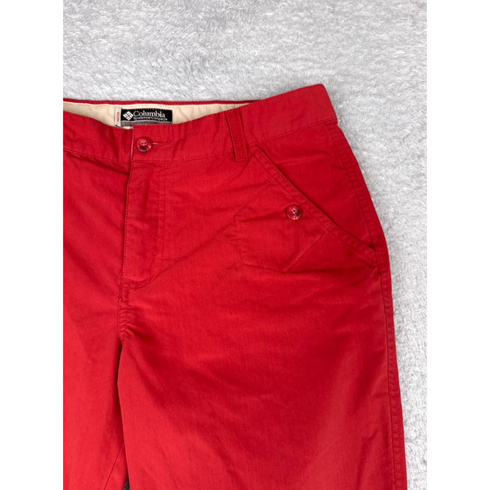 Vintage Columbia Shorts Women 10 Red Cotton Blend Chino XCO Hiking Camping 30x16 Elastic Waist Pockets Mid Rise Casual Activewear Summer Women Size 32" / US 10 / IT 46 - 5 Thumbnail