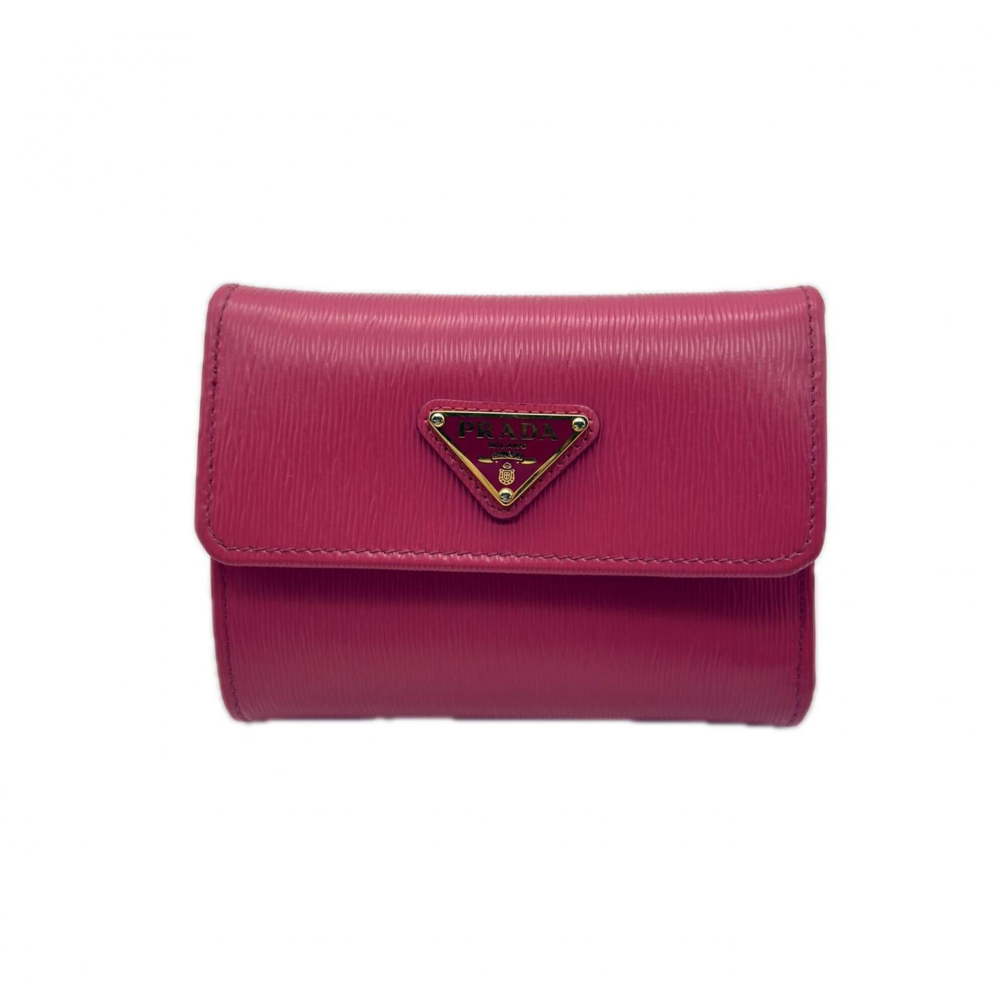 Prada PRADA Vitello Move Compact Wallet 1MH025 Tri-fold Pink Leather Women's Size ONE SIZE - 1 Thumbnail