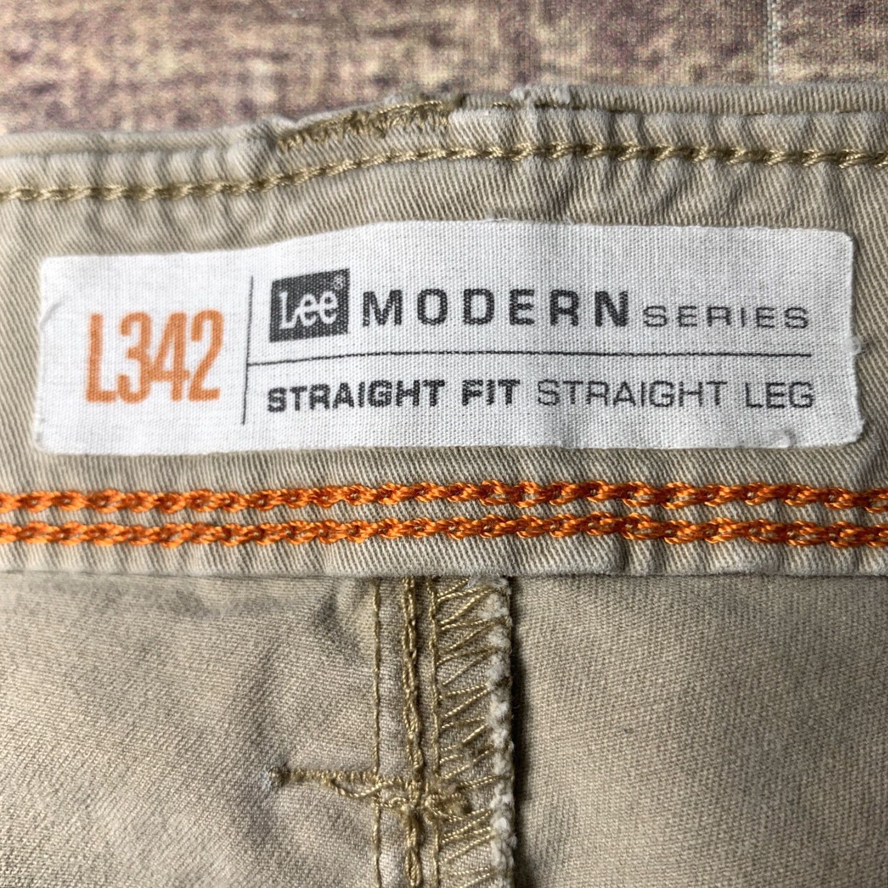 Lee LEE Modern Series L342 Jeans Straight Beige 39x29 1/2 Men’s Regular Cotton Elastane Denim Belt Loops 5 Pocket Zip Fly Classic Size US 39 - 2 Thumbnail
