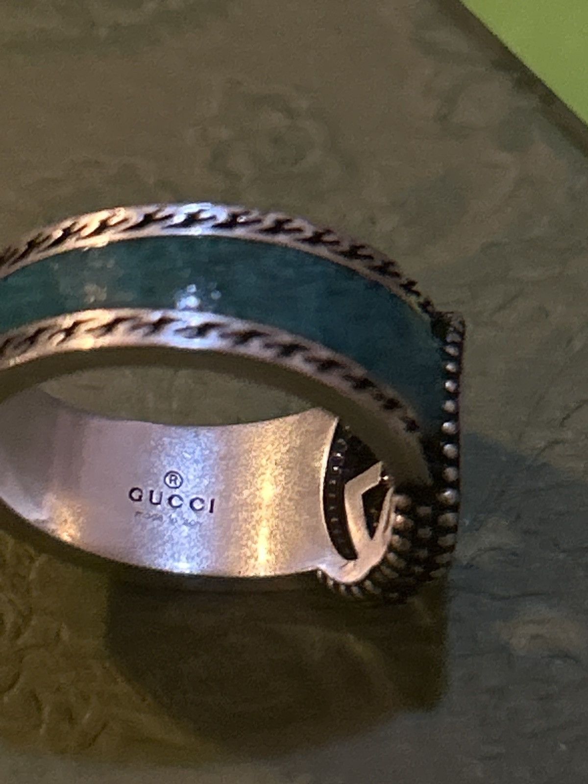 Gucci Gucci Interlocking G Turquoise Enamel Ring 14mm AG925 Size ONE SIZE - 5 Thumbnail