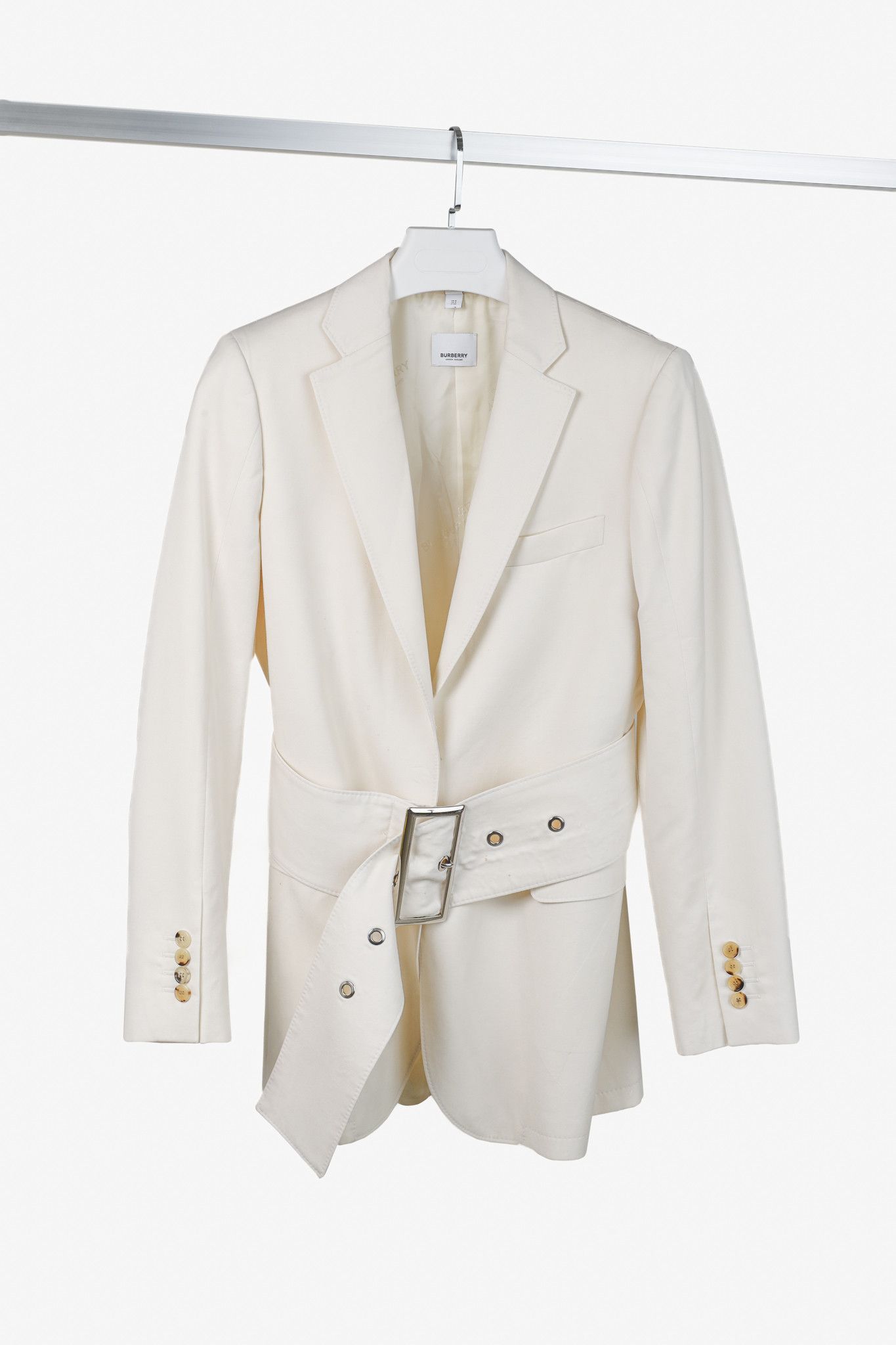 Burberry Burberry Cream Wool Oversized Belted Blazer Size M / US 6-8 / IT 42-44 - 1 Thumbnail