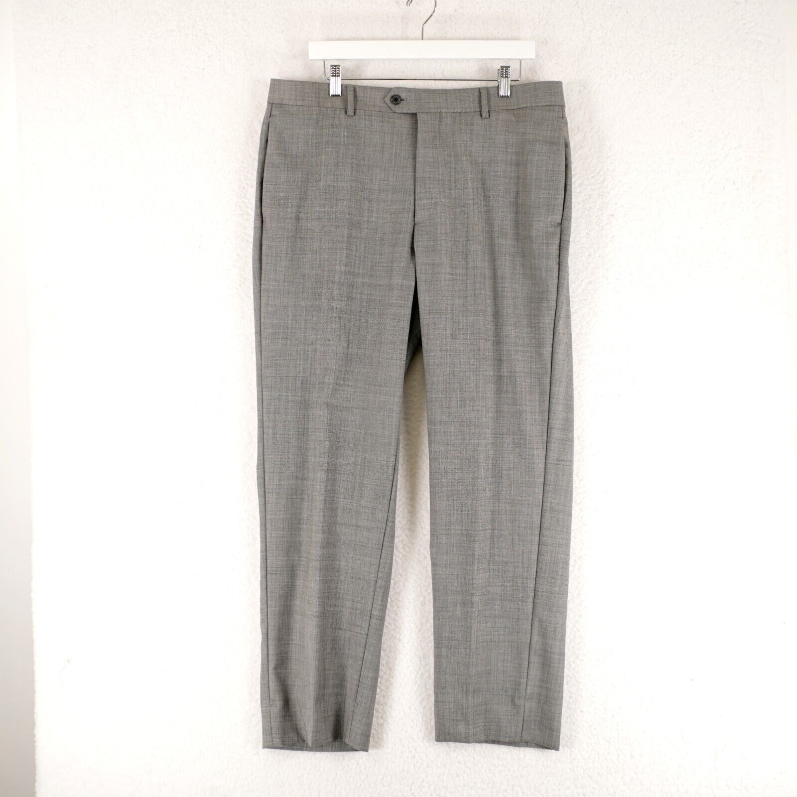 Egara Egara Gray Wool Sharkskin Flat Front Mid Rise Dress Pants 37 | Grailed