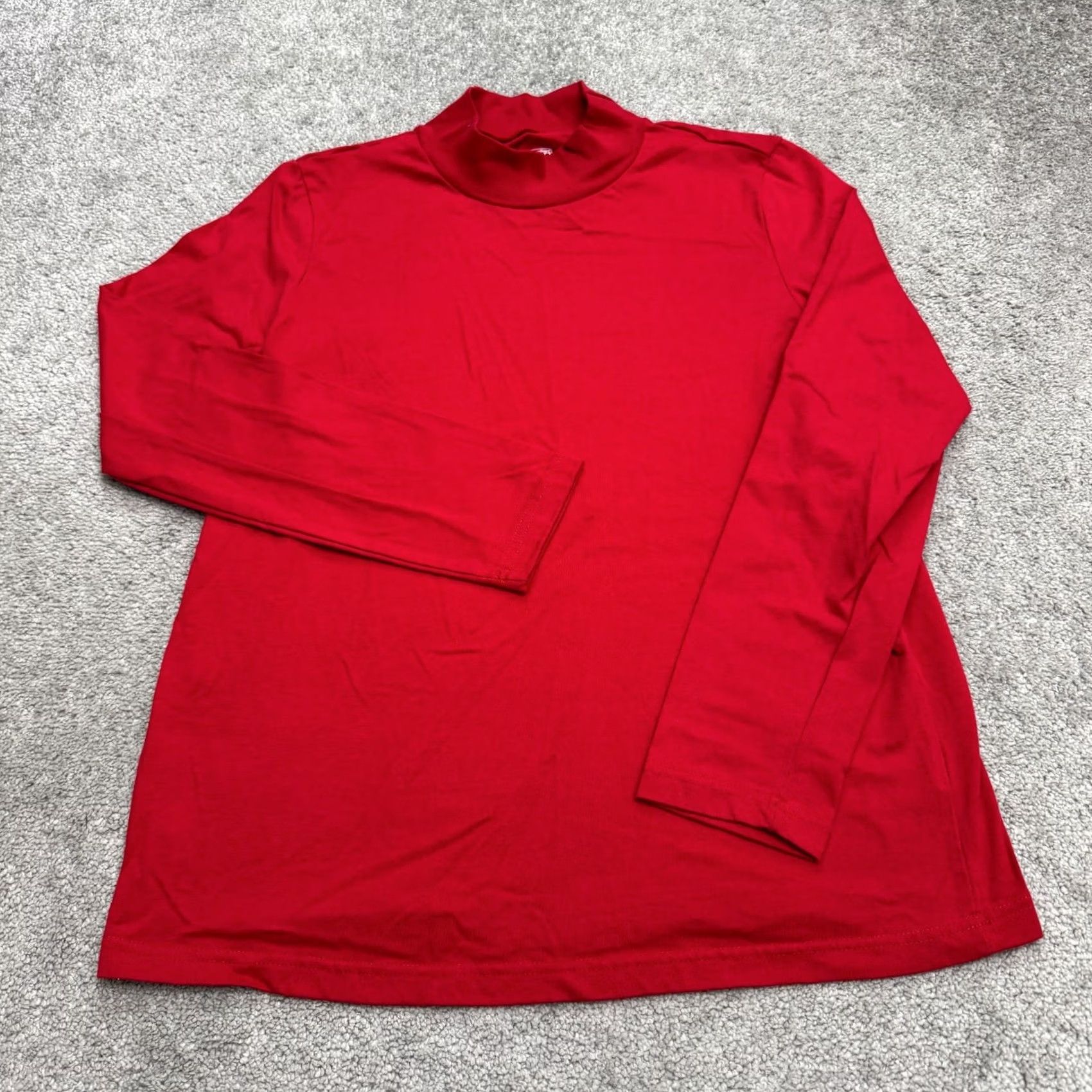 Vintage American Sweetheart Shirt Womens Large Red Cotton Blend Mock Neck Long Sleeve Casual Shirt Size L / US 10 / IT 46 - 2 Thumbnail