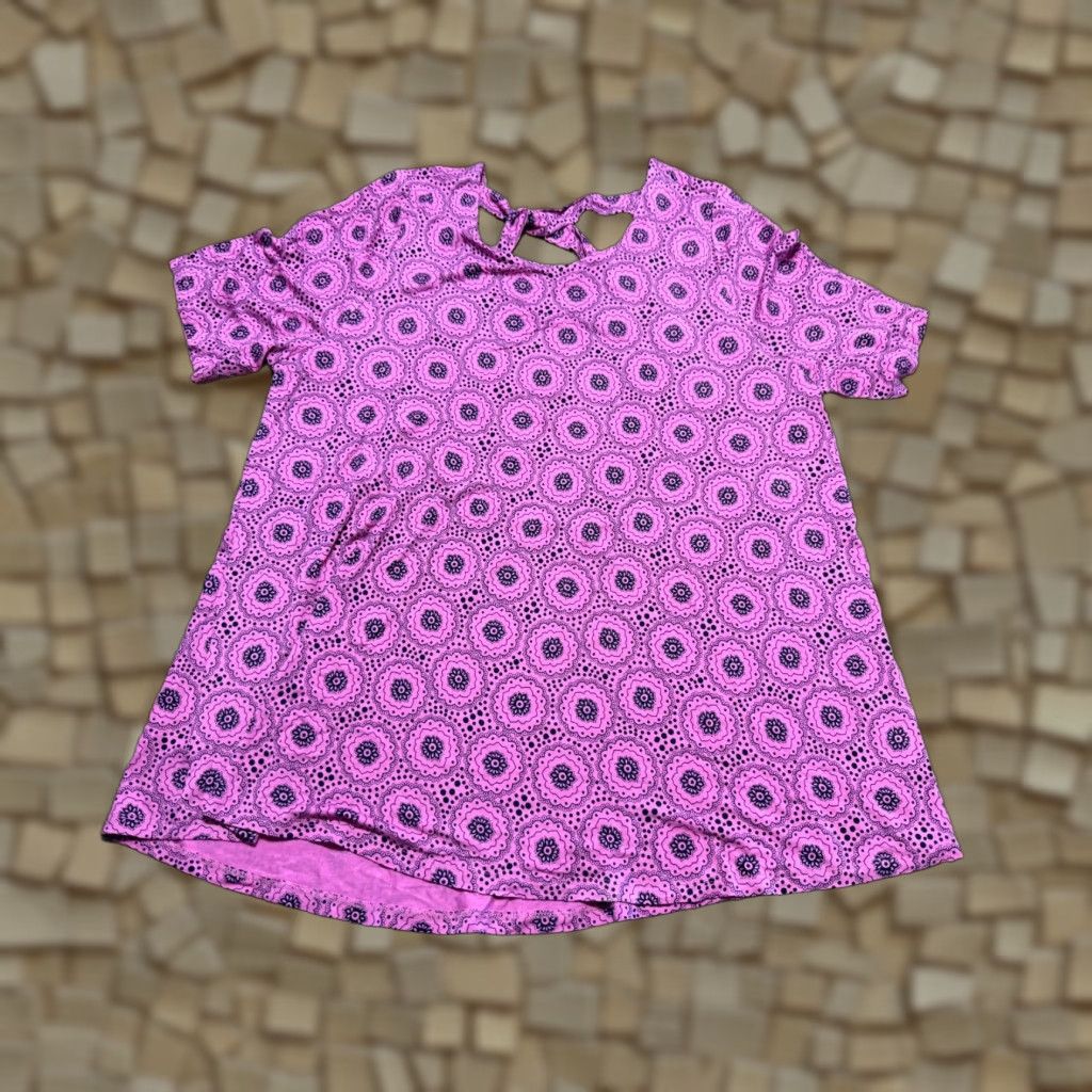 Vintage Lane Bryant Shirt Women's Plus Size 14/16 Black Pink Printed Short Sleeve Shirt Size XL / US 12-14 / IT 48-50 - 1 Thumbnail