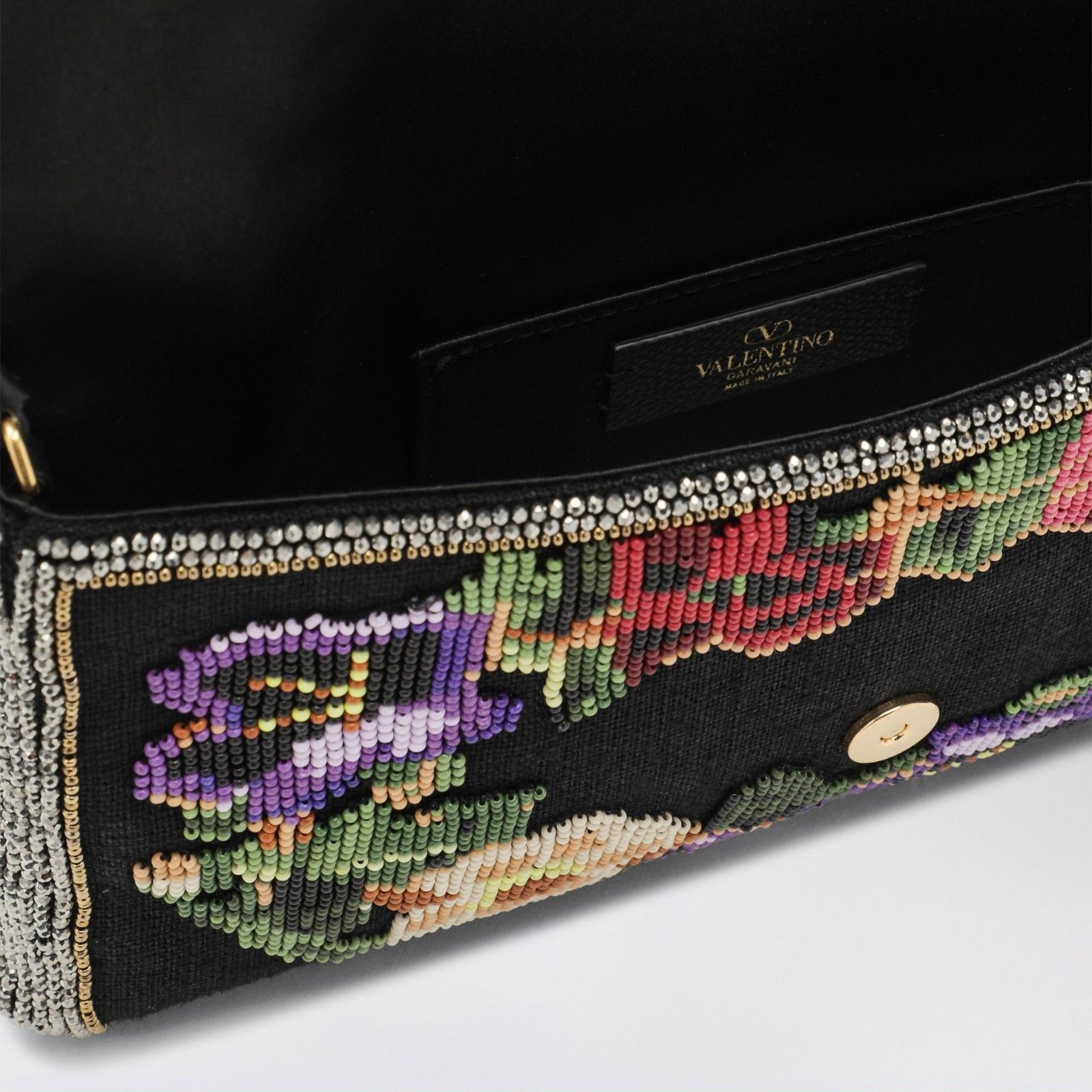 Valentino VALENTINO GARAVANI Devain Small Black Floral Beaded Shoulder Size ONE SIZE - 4 Thumbnail