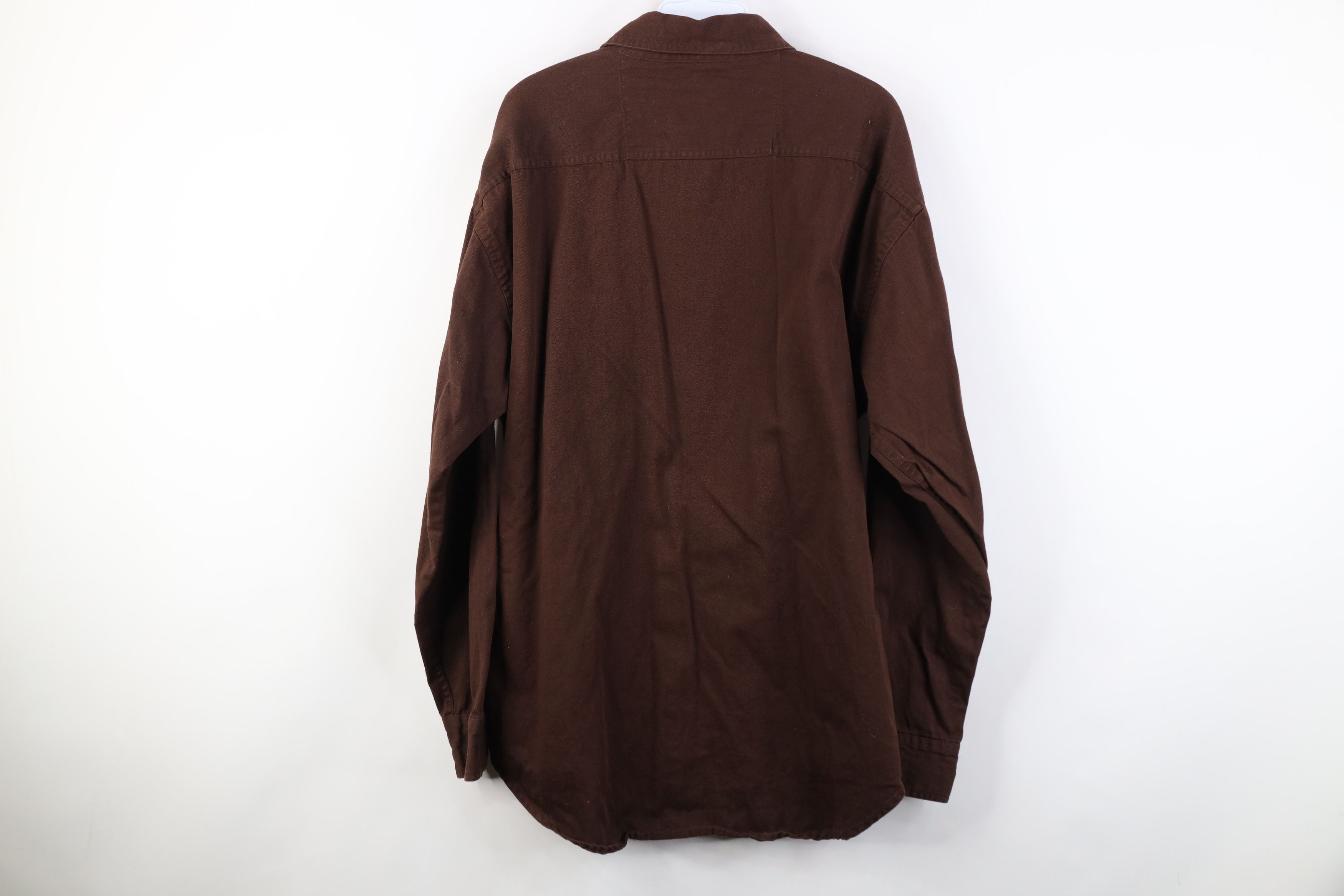 Vintage Vintage 90s Streetwear Twill Big Pocket Button Shirt Brown Size US L / EU 52-54 / 3 - 13 Thumbnail