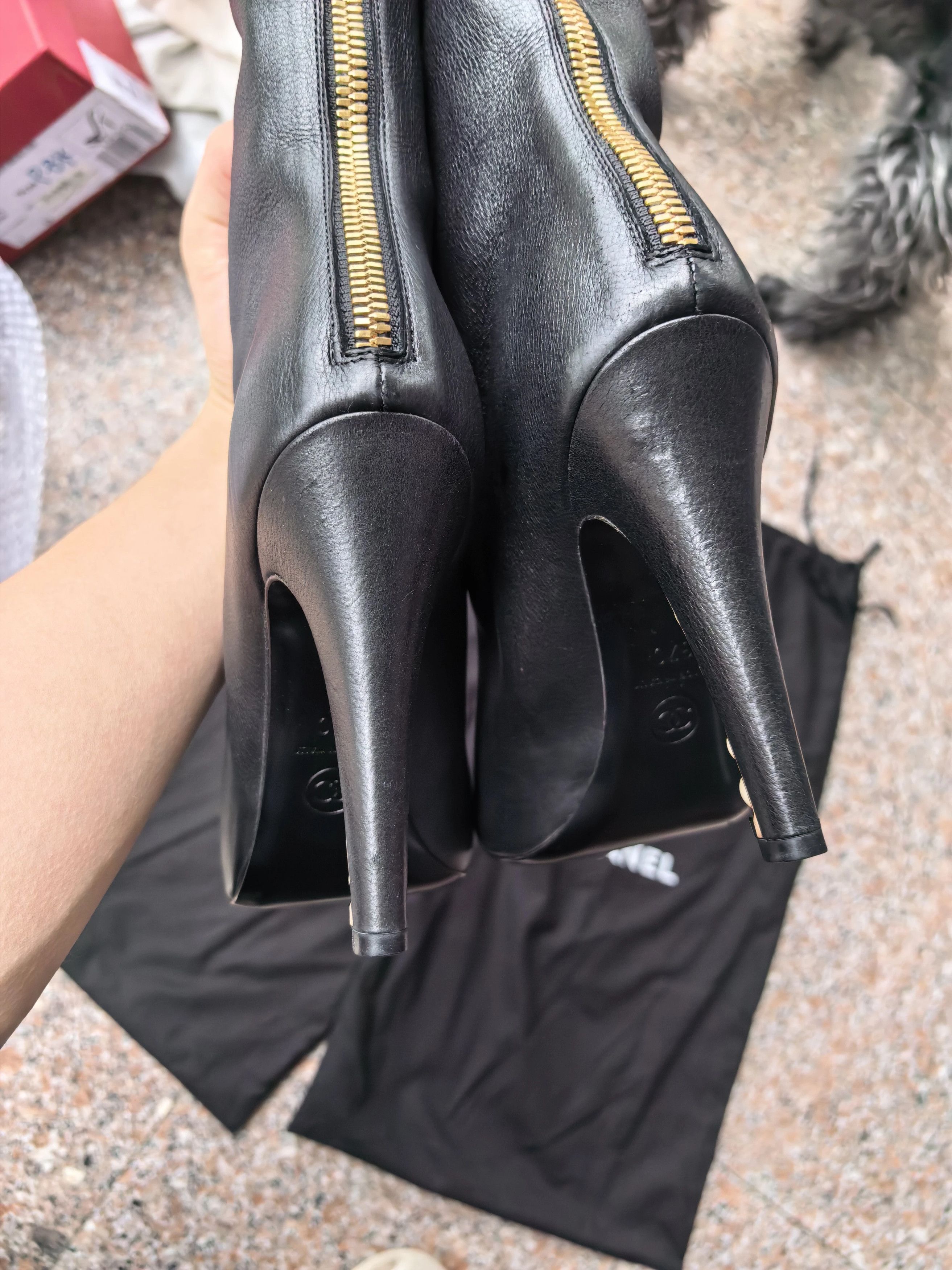 Chanel CHANEL Women's Pearl Heel Boots 37 Size US 6.5 / IT 36.5 - 6 Thumbnail