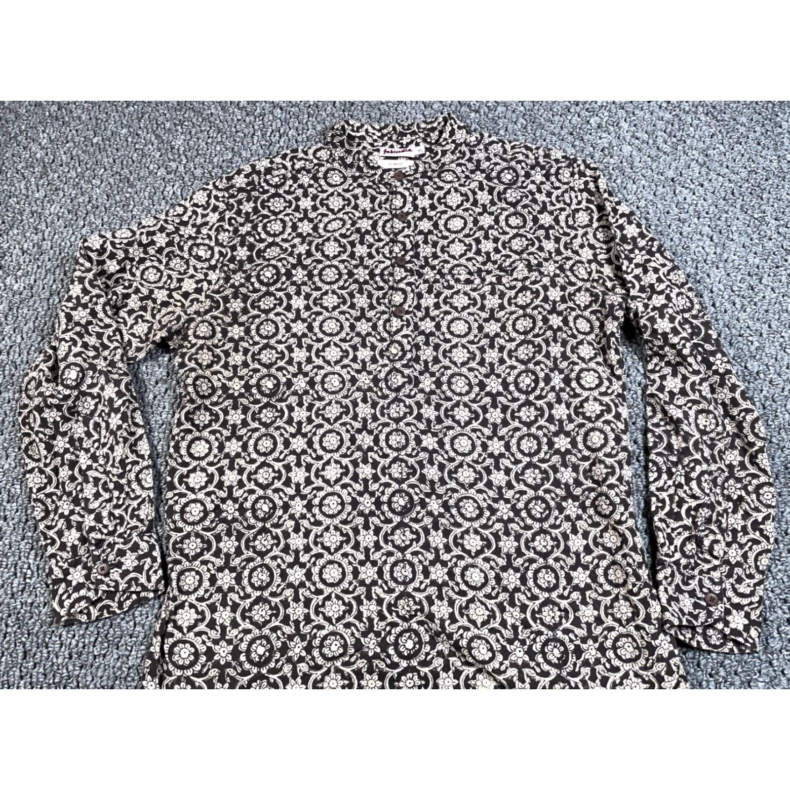 Vintage VINTAGE Fabindia Band Collar Shirt Mens M Black Geometric 40 Button-Up Long Sleeve Henley Casual Retro Hippie Shirt Size US M / EU 48-50 / 2 - 4 Thumbnail