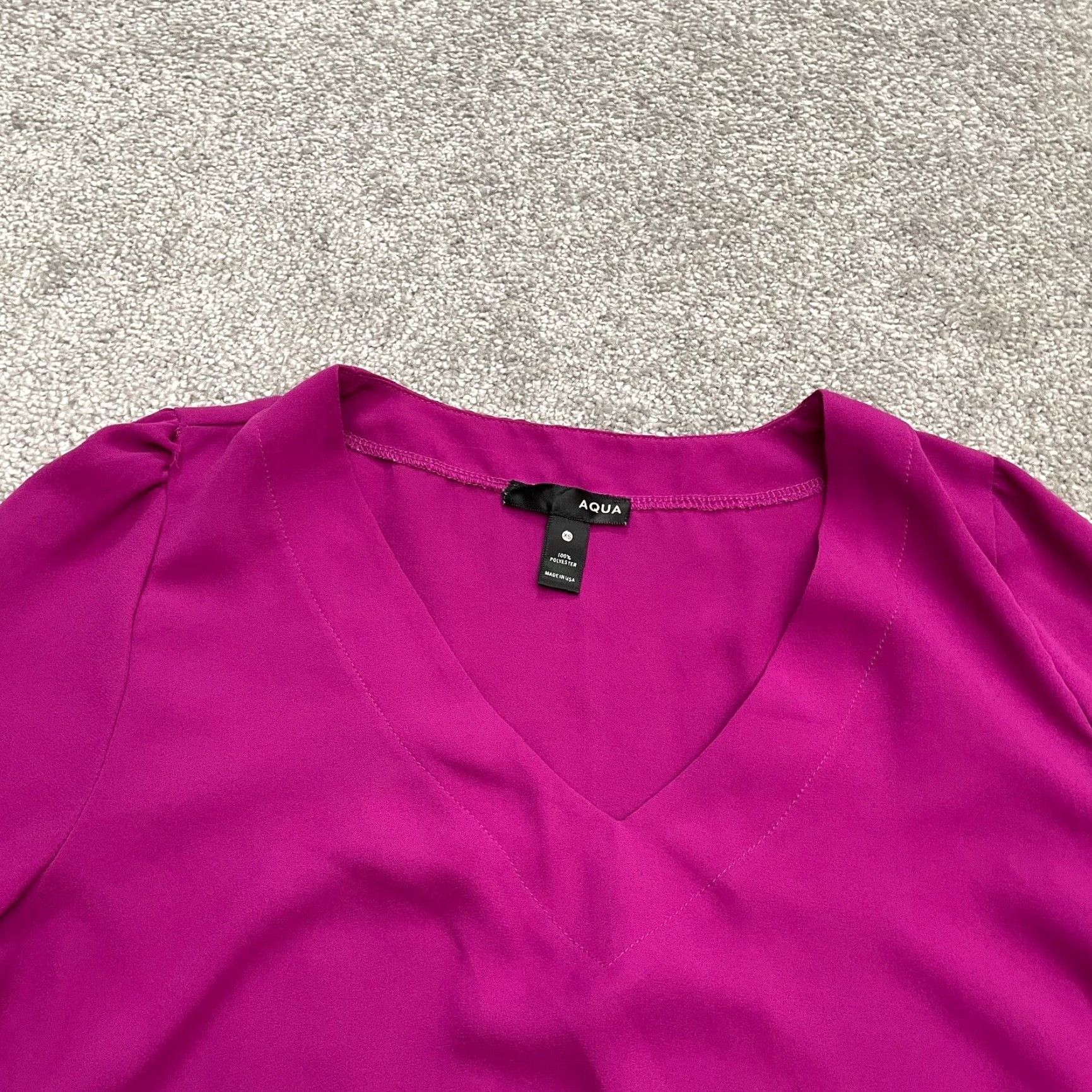 AQUA Aqua Blouse Tunic Womens XS Purple Solid V-Neck Long Sleeve Size XS / US 0-2 / IT 36-38 - 3 Thumbnail