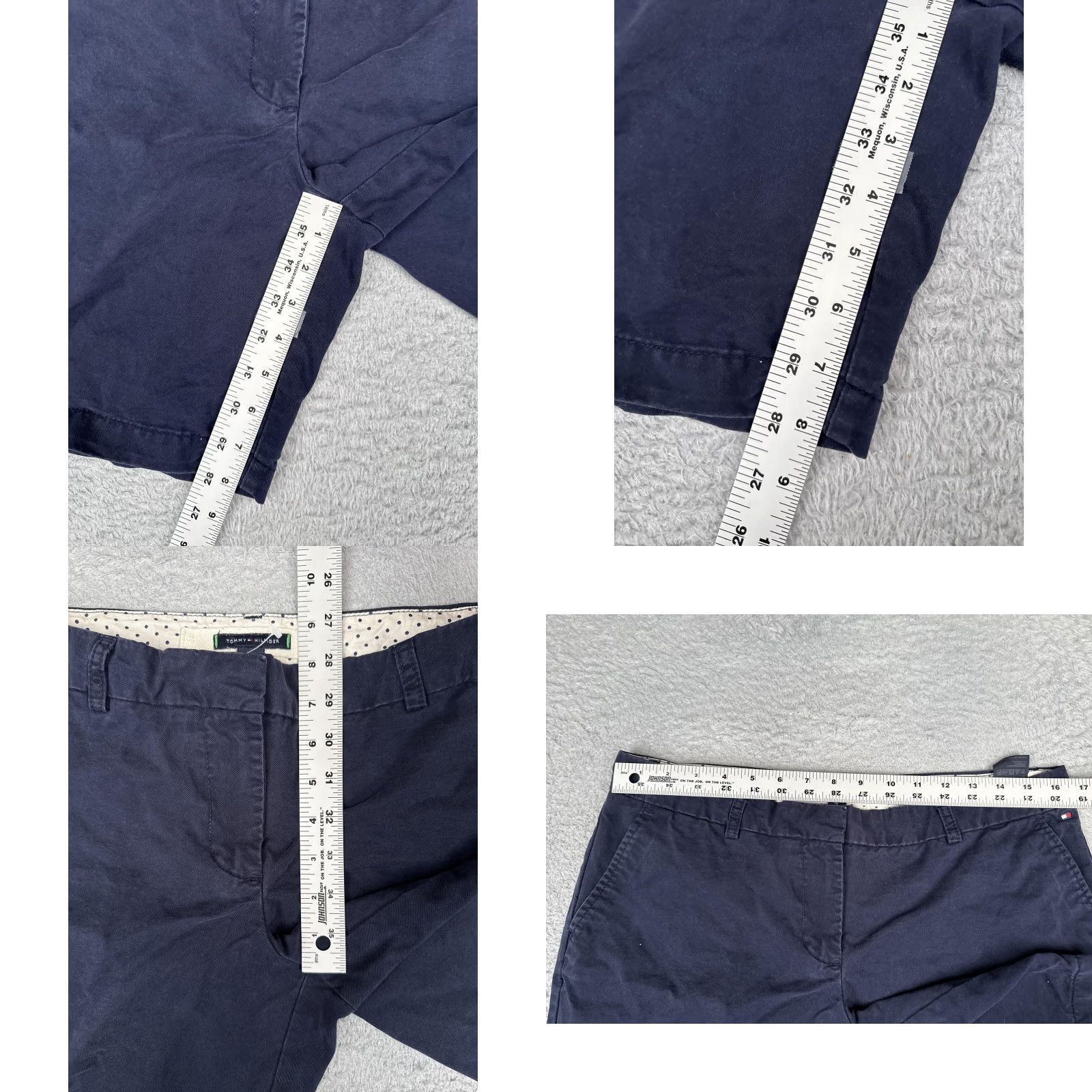 Tommy Hilfiger Tommy Hilfiger Shorts Womens 10 Blue Chino Twill Flat Front Casual Summer 32x8 Hem 8 in Pockets Logo Slim Classic Rise Mid-Blue Damen Women 10 Size 32" / US 10 / IT 46 - 8 Thumbnail