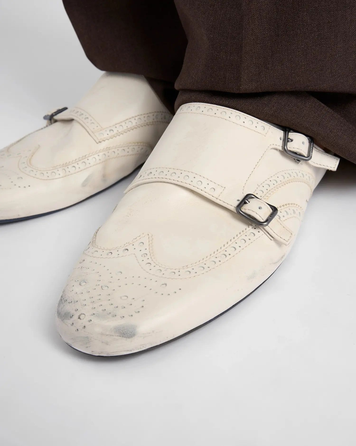Prada o1w1db10426 Shuffle Antiqued Double Monk Strap Mules Size US 8 / EU 41 - 3 Thumbnail
