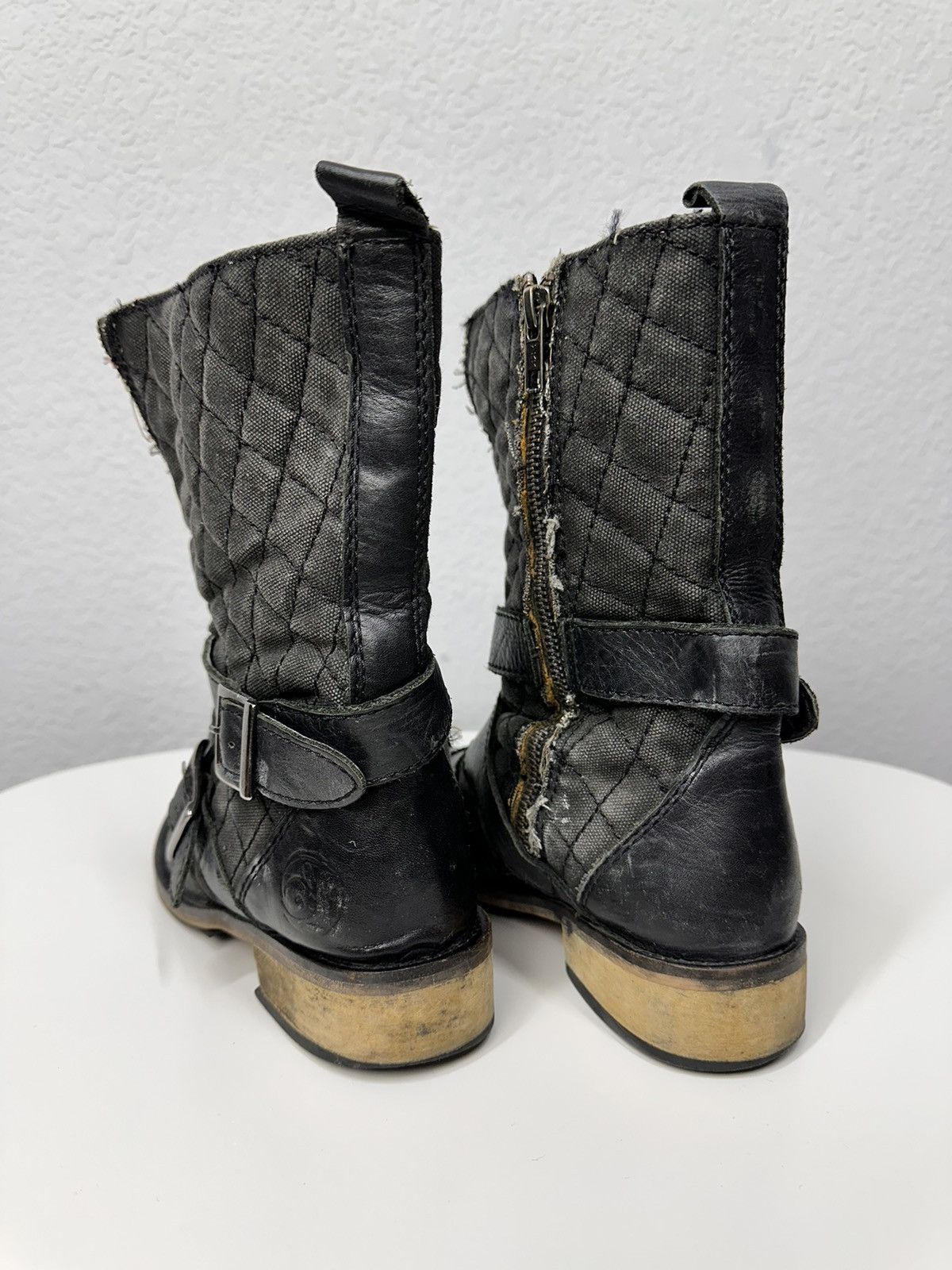 A.S.98 Heidi Slimane Black Moto Boots belted Leather vintage Size US 8 / IT 38 - 7 Thumbnail