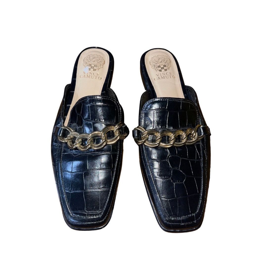 Vince Camuto Rachey Chain Link Mule Slip On Leather Flats Slides Shoes Size US 8.5 / IT 38.5 - 1 Thumbnail