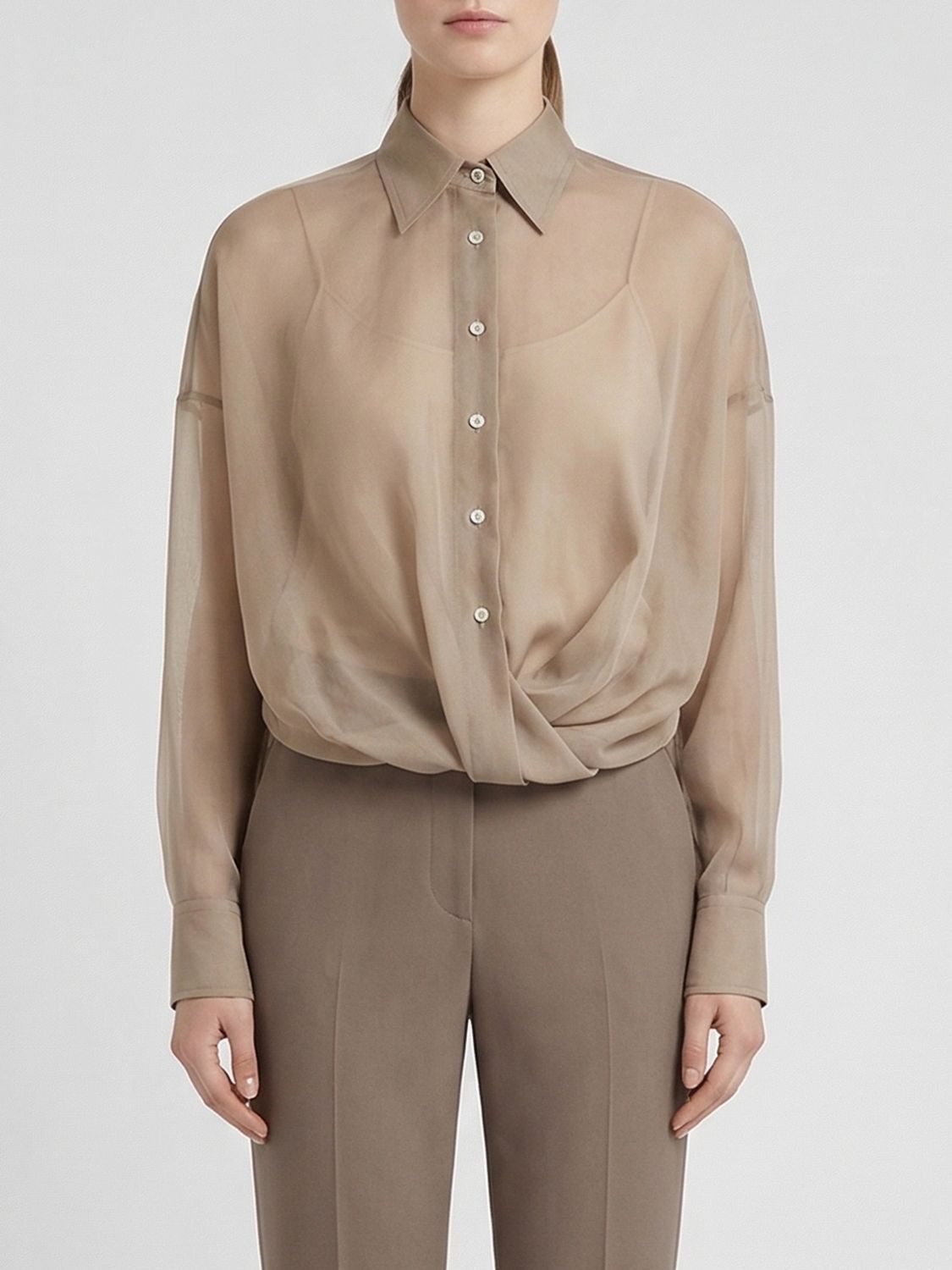 Brunello Cucinelli Brunello Cucinelli Shirt Woman Brown Size L / US 10 / IT 46 - 1 Thumbnail