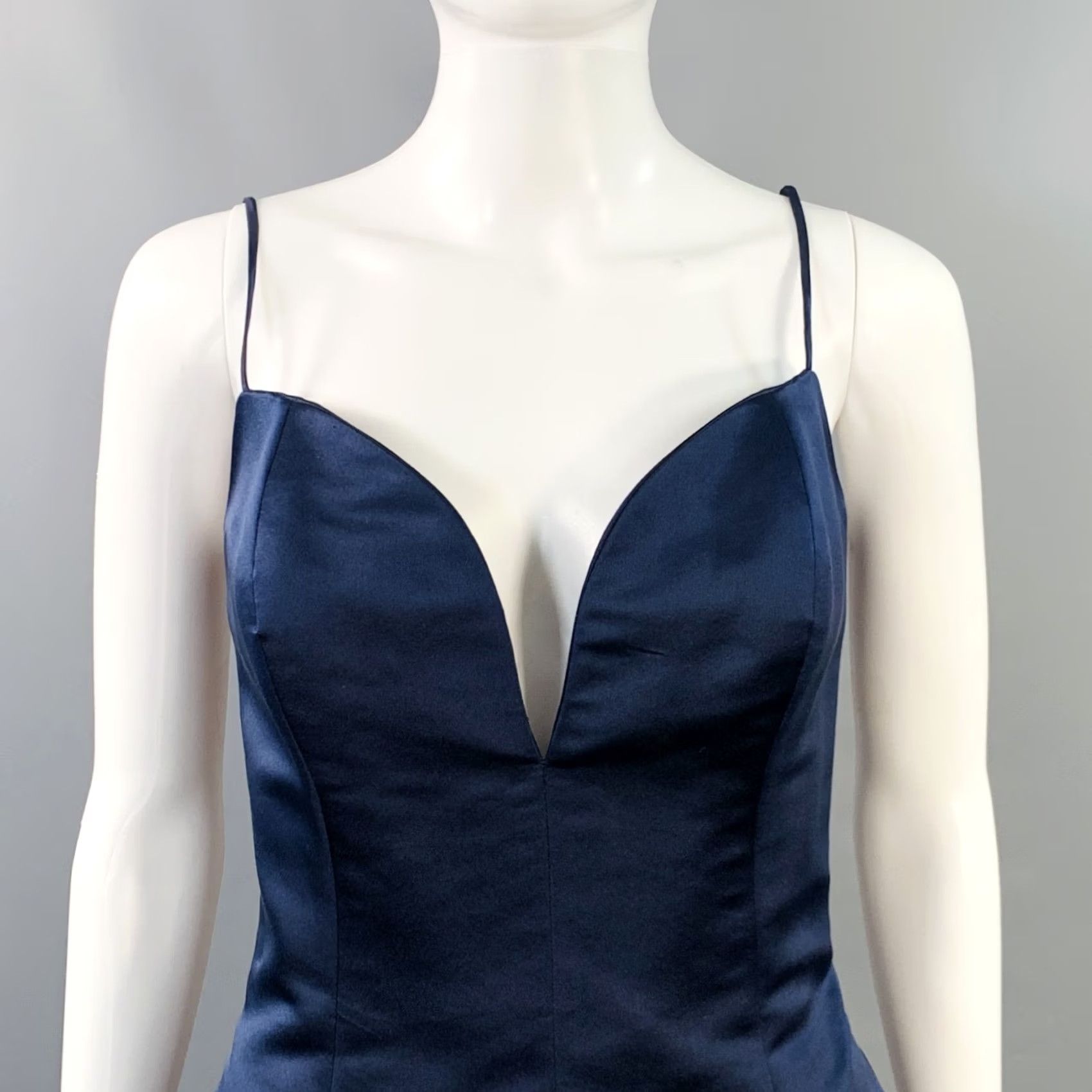Vintage DONALD DEAL Navy Taffeta Spaghetti Straps Knee-Length Cocktail Dress Size 8 Womens Dress Size M / US 6-8 / IT 42-44 - 2 Thumbnail