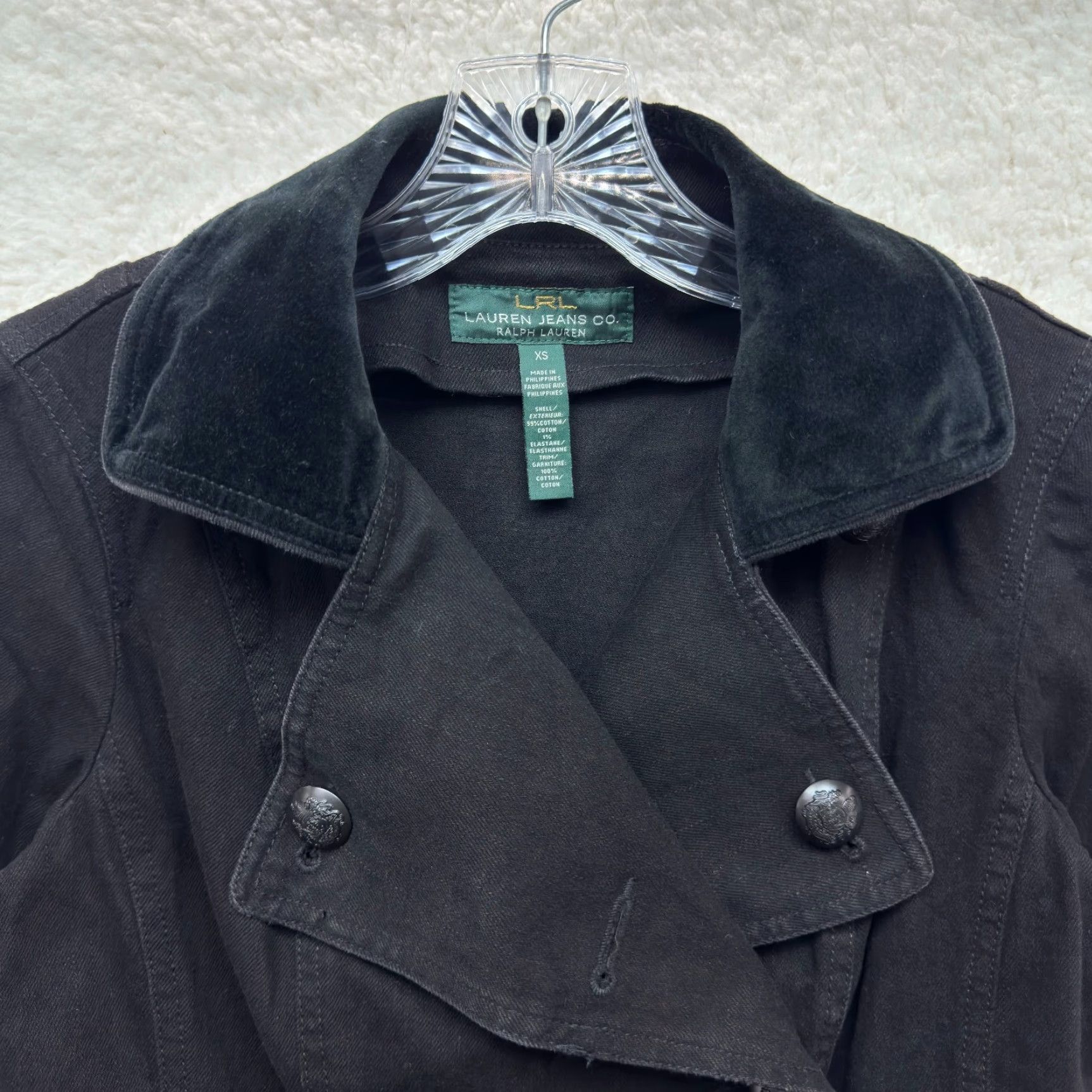 Ralph Lauren VINTAGE Lauren Ralph Lauren LRL Coat Women Double Breast Military Crest Velvet Collar XS Black Coat Overcoat Boys? Size XS / US 0-2 / IT 36-38 - 4 Thumbnail