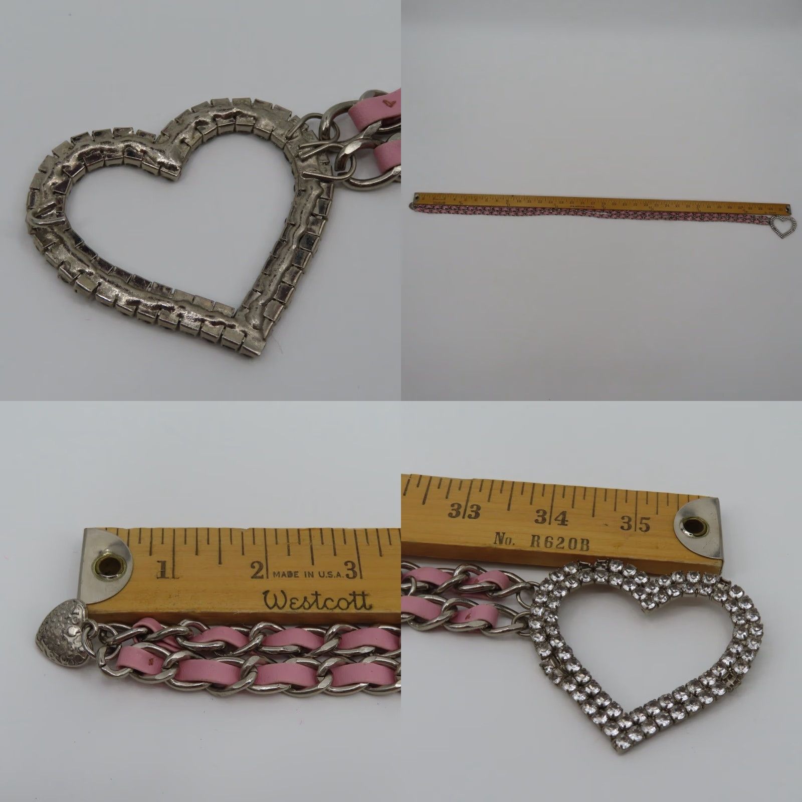 Vintage VINTAGE Silver Tone Metal Rhinestone Heart Chain Waist Belt Womens OSFM One Size Size ONE SIZE - 8 Thumbnail