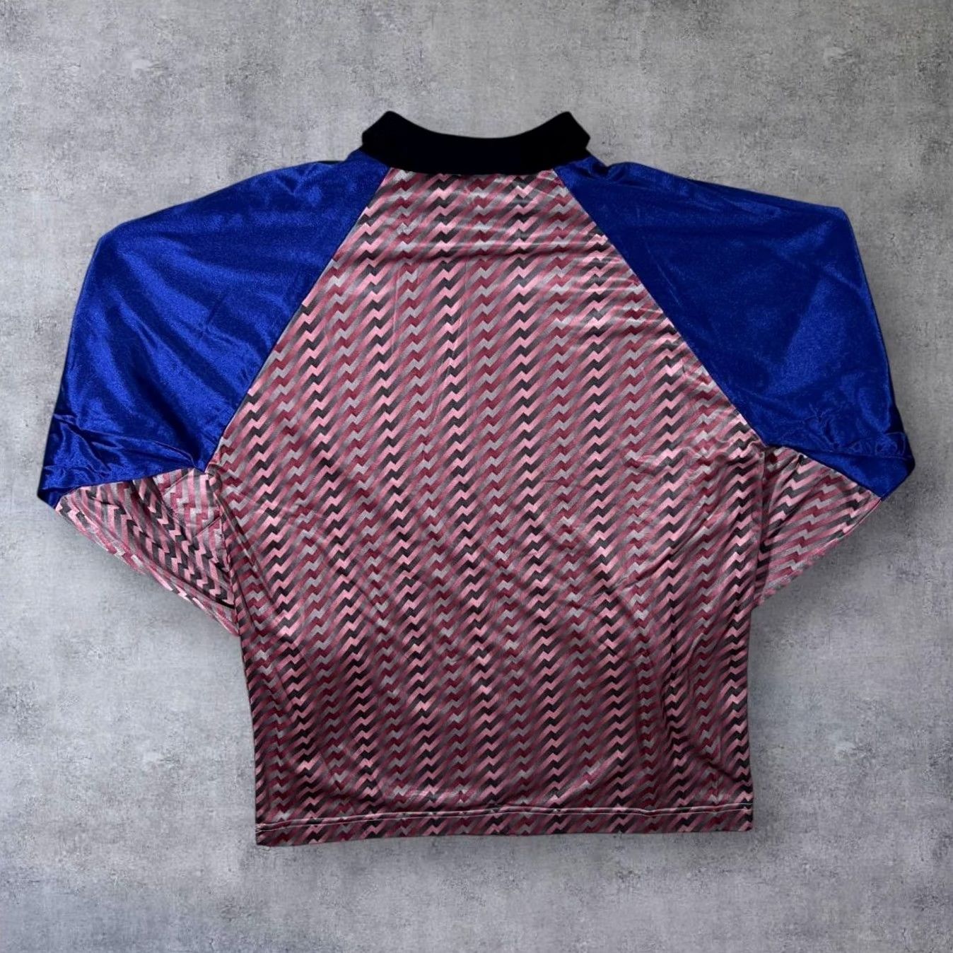Pinko VINTAGE Made In England Pink Blue Grey Patterned Goalie Collared Jersey Large 42 Size US L / EU 52-54 / 3 - 2 Thumbnail
