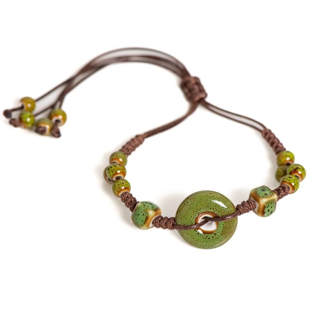 Handmade Peace Buckle Ceramic Bracelet Handmade Jewelry Gift For Her Size ONE SIZE - 2 Thumbnail