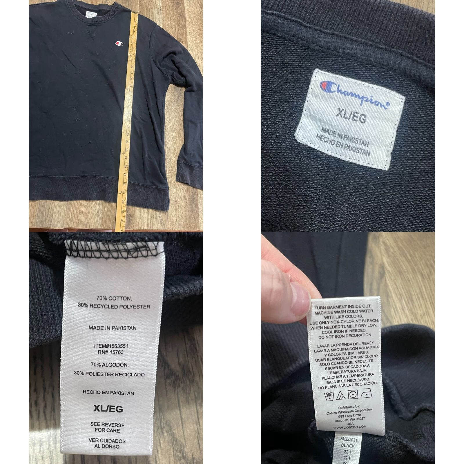 Champion Champion Sweatshirt Men's XL Black Long Sleeve Crew Neck Size US XL / EU 56 / 4 - 8 Thumbnail