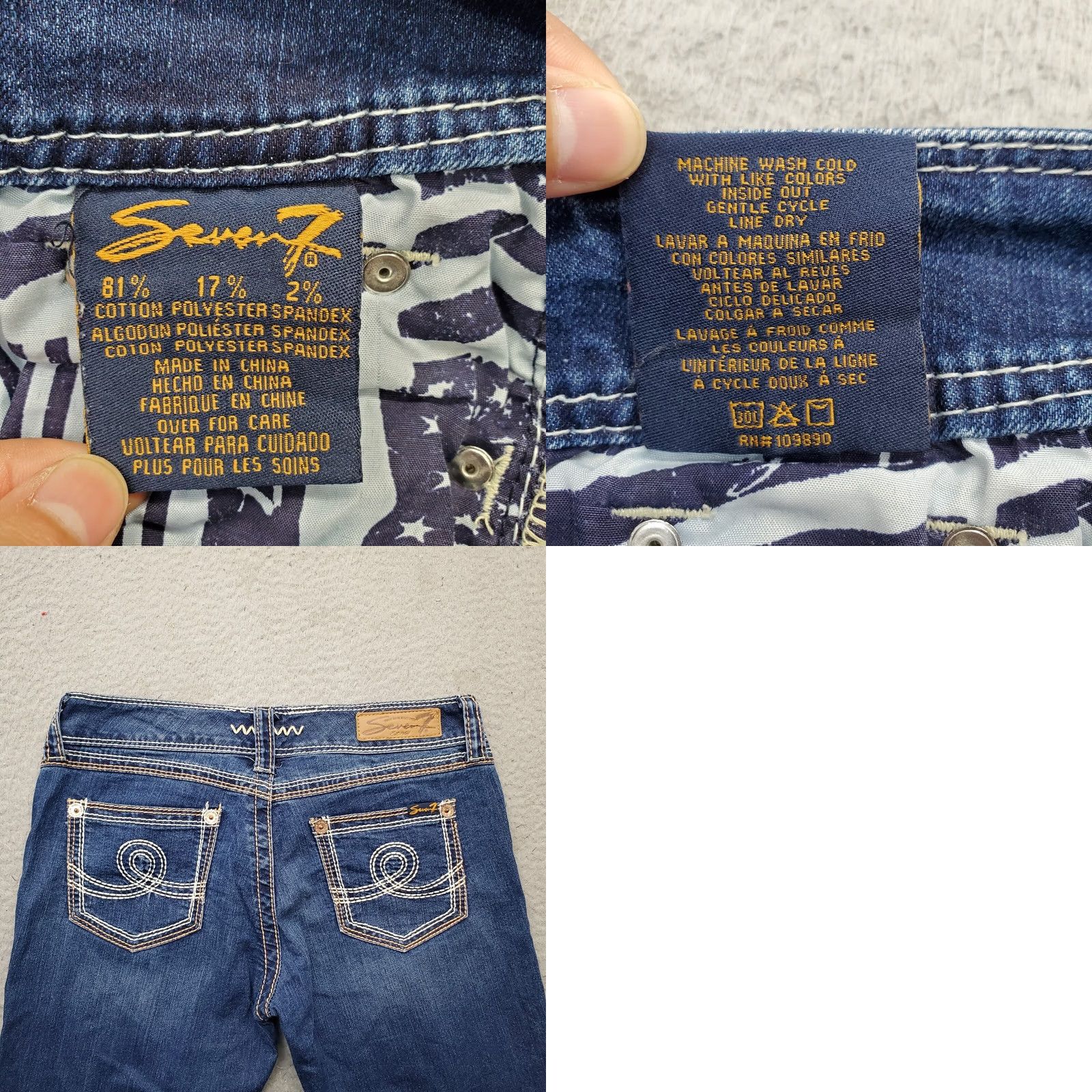 Vintage Seven7 Capri Jeans Women's 30 Navy Denim Pockets Straight Leg Jeans Size 30" / US 8 / IT 44 - 8 Thumbnail