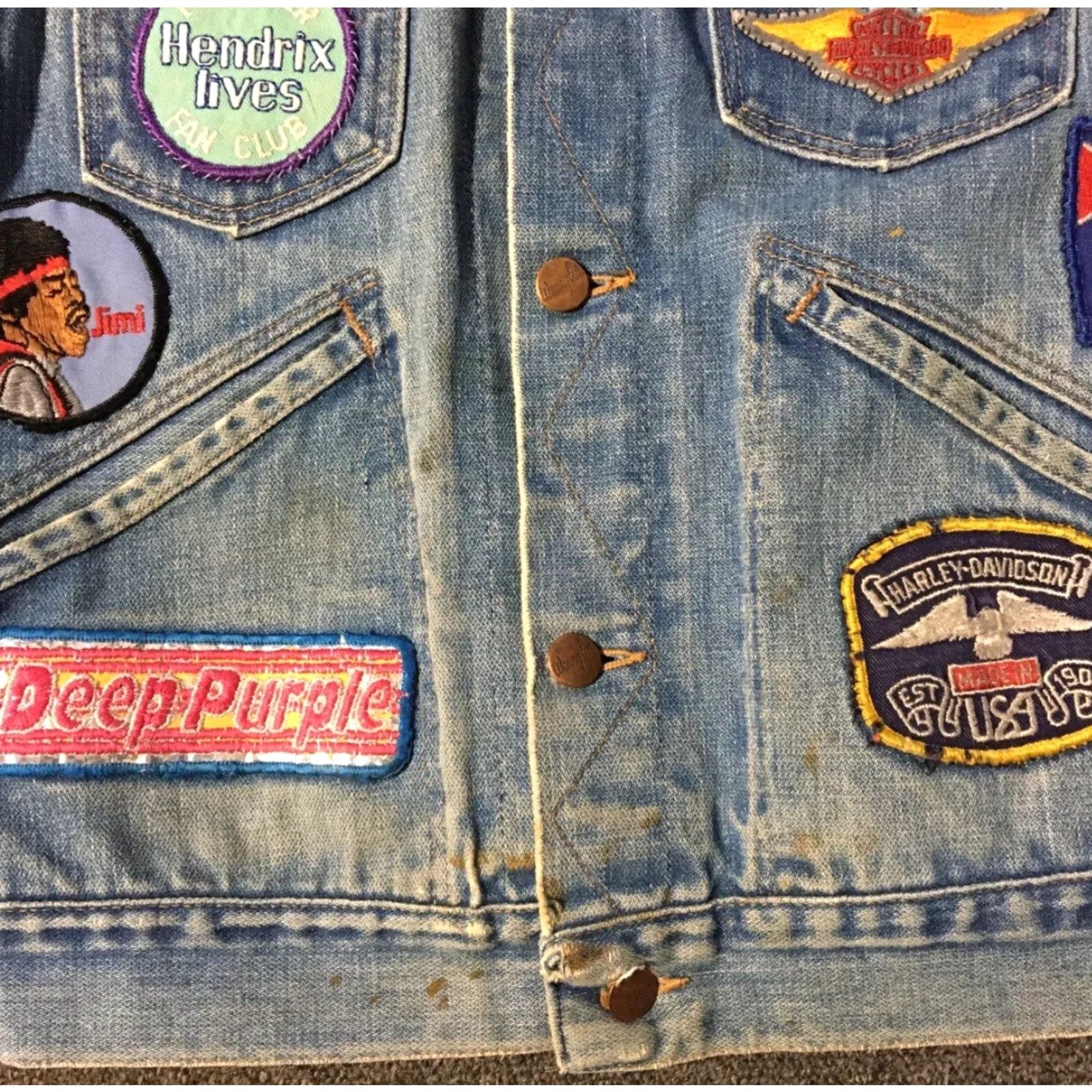 Wrangler VINTAGE Wrangler Denim Jacket 70s Rock Harley Patches Jacket S Blue Mens Rock N Roll 70s 80s Blues Size US S / EU 44-46 / 1 - 5 Thumbnail