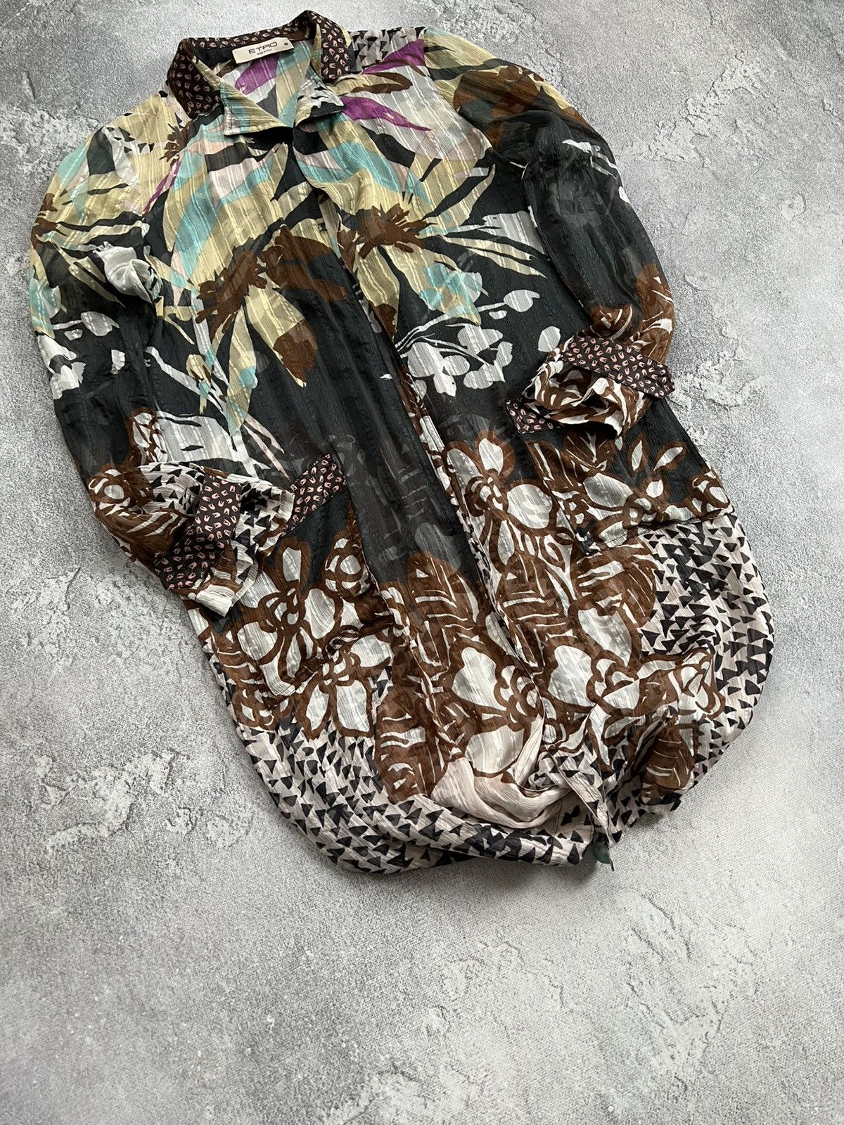 Etro Etro Silk Sheer Long Kimono Duster Floral Print Mesh Dress Size M / US 6-8 / IT 42-44 - 3 Thumbnail