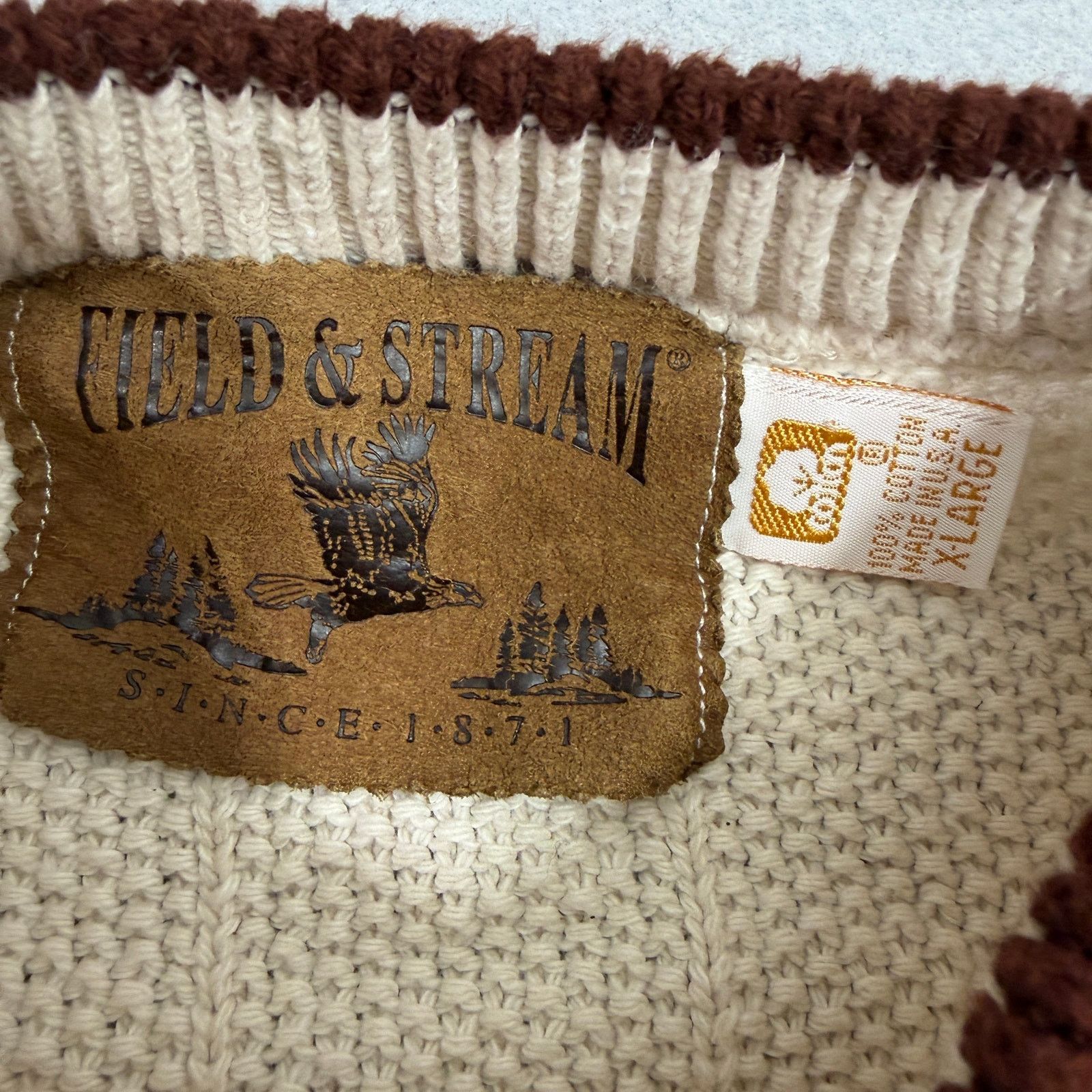 Vintage Vintage Field & Stream Duck Knit Sweater Men's XL Cream 90s Size US XL / EU 56 / 4 - 5 Thumbnail