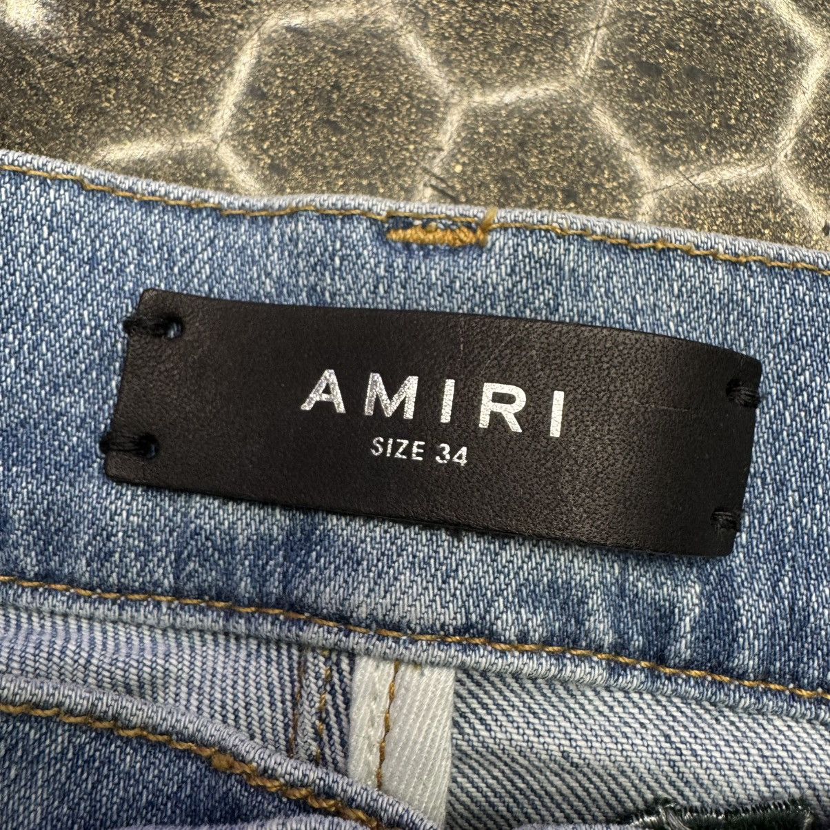 Amiri Amiri Chemist Leather Star Patch Jeans Light Indigo Size US 34 / EU 50 - 10 Thumbnail
