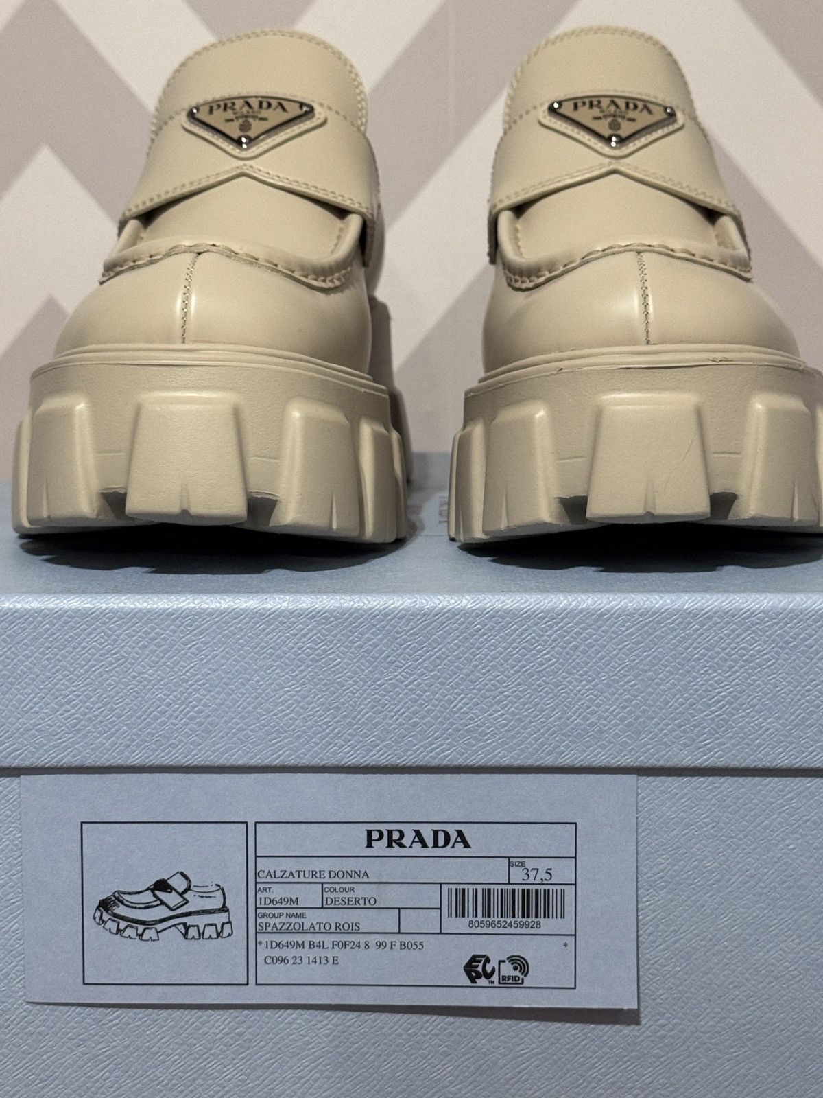 Prada Monolith Leather Platform Loafers color deserto Size US 7.5 / IT 37.5 - 3 Thumbnail