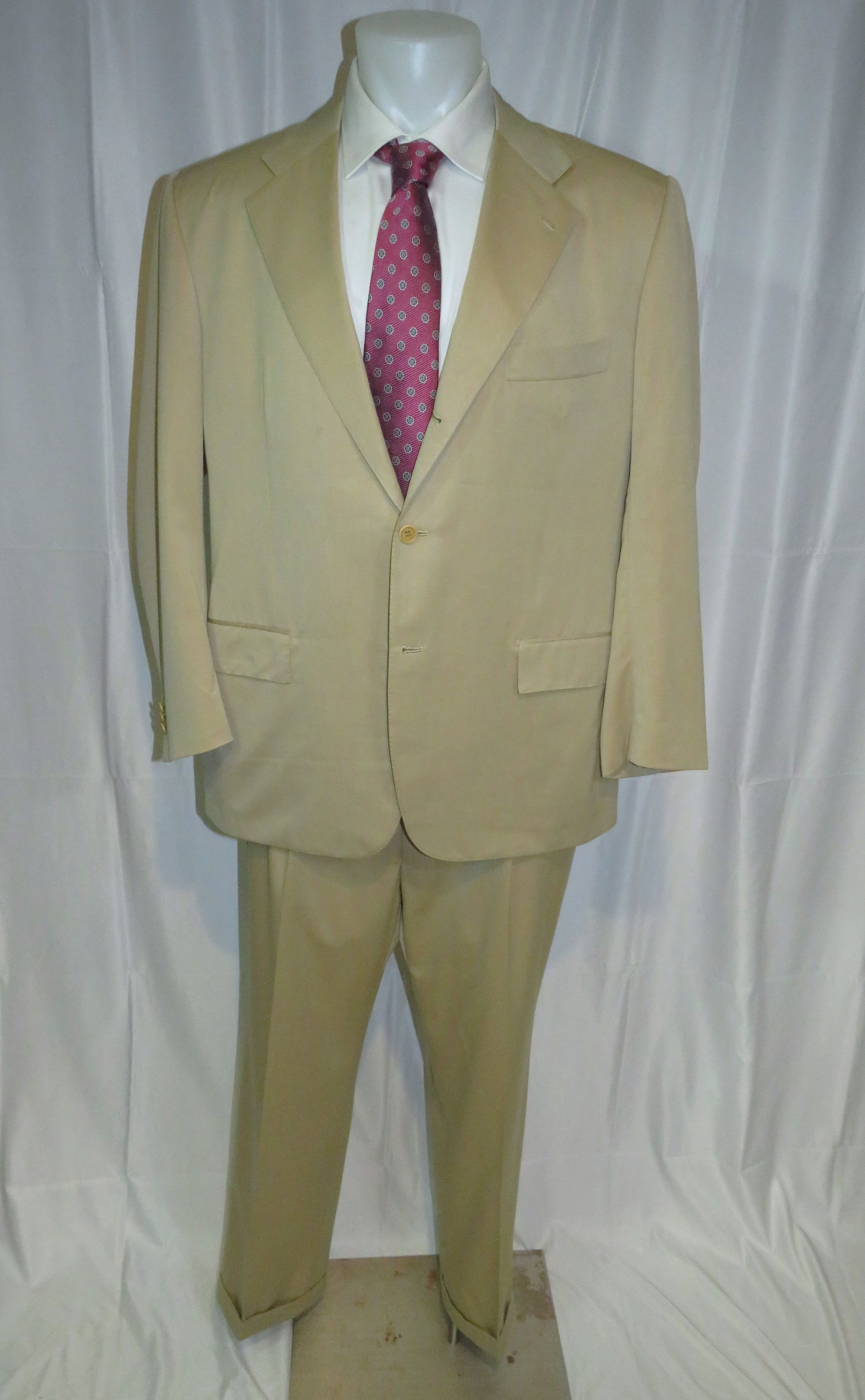 Kiton 14 Micron Blanc Blue Super 180 Solid Beige 3 Roll 2 Suit 50R Size 50R - 1 Thumbnail