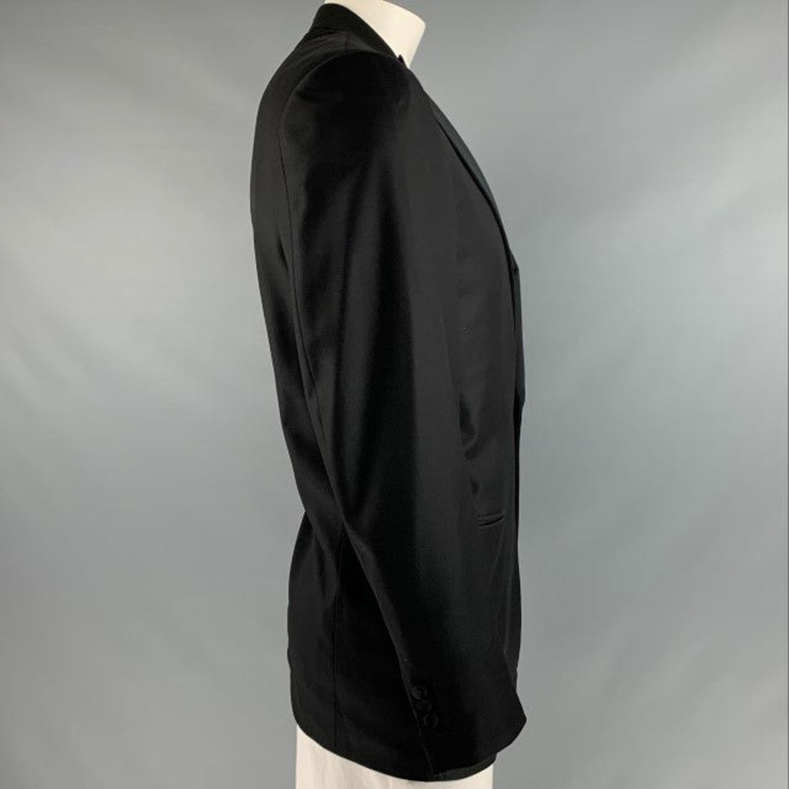 Ermenegildo Zegna ERMENEGILDO ZEGNA Size 40 Black Wool Peak Lapel Sport Coat Size 40R - 3 Thumbnail