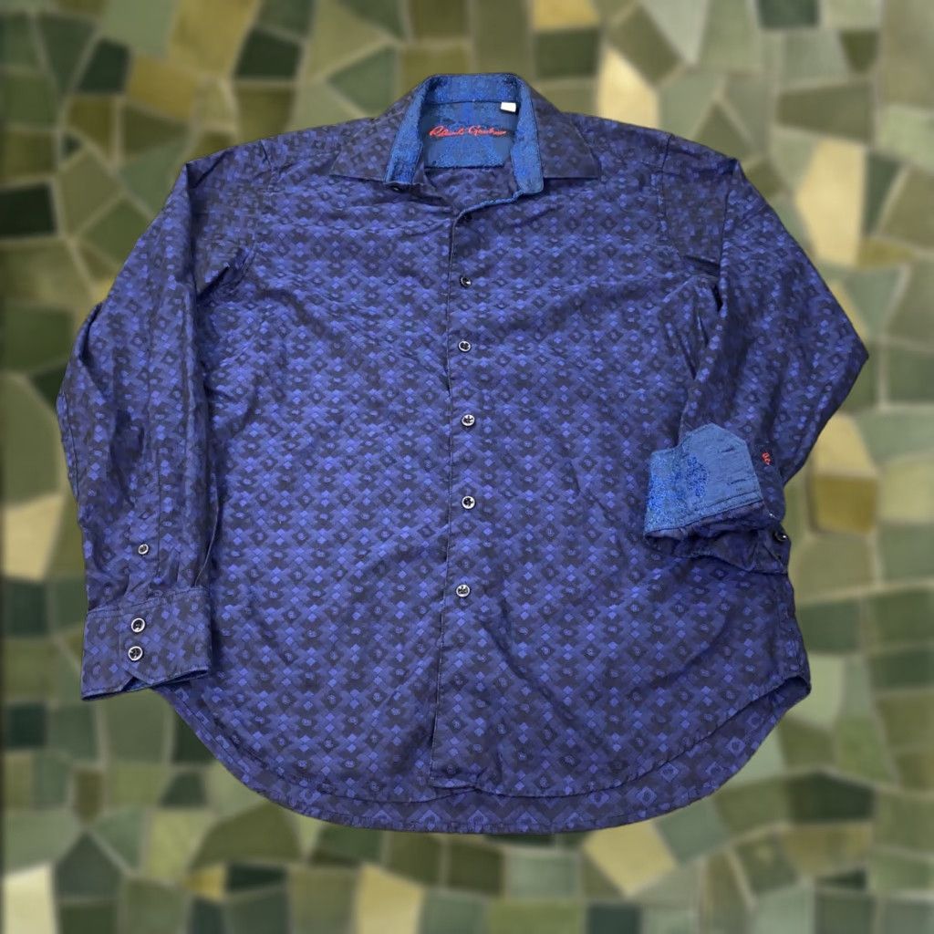 Robert Graham Robert Graham Shirt Mens Medium Classic Fit Paisley Geometric Flip Cuff Designer Size US M / EU 48-50 / 2 - 1 Thumbnail