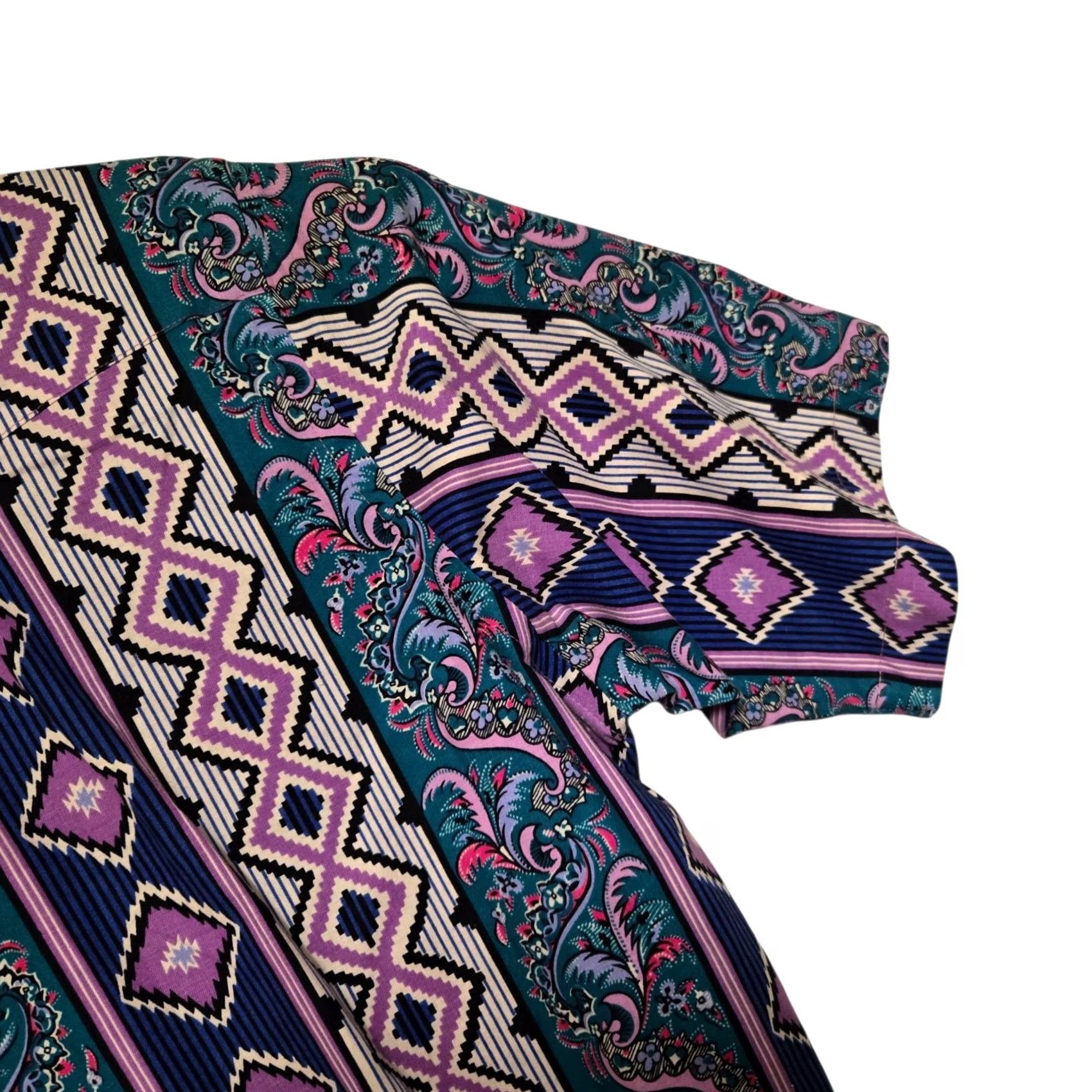 Wrangler VINTAGE Wrangler Brushpopper Shirt 16 Large Purple Aztec Rodeo Western Paisley Shirt Mens Size US L / EU 52-54 / 3 - 5 Thumbnail