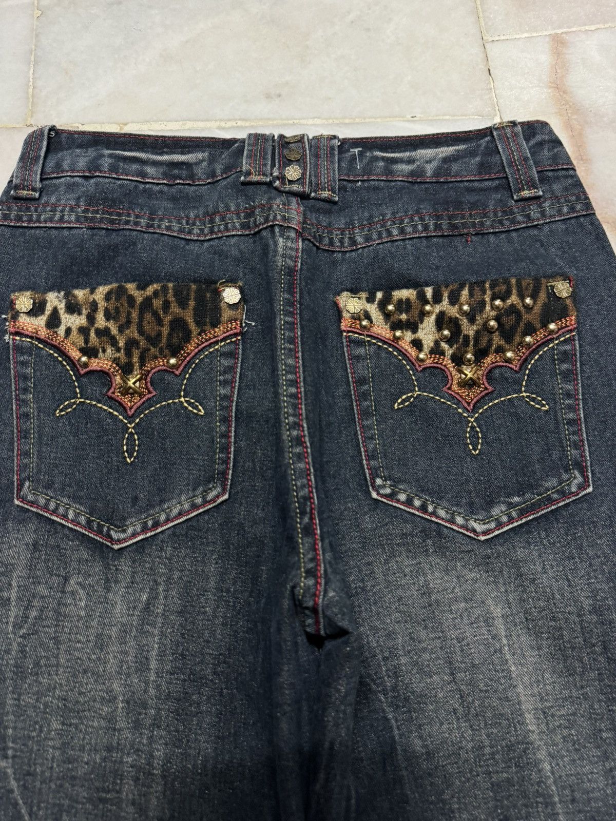 Tornado Mart BAGGY FLARE LEOPARD STUDDED ROMWE MUDMAX SICK BOOTCUT Size US 28 / EU 44 - 13 Thumbnail