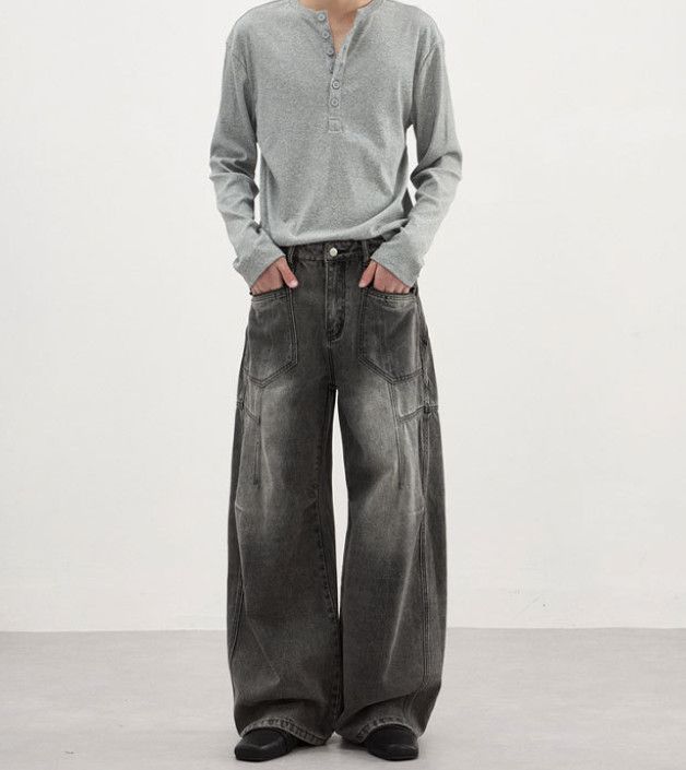 Japanese Brand American retro men's baggy washed work jeans Size US 32 / EU 48 - 1 Thumbnail