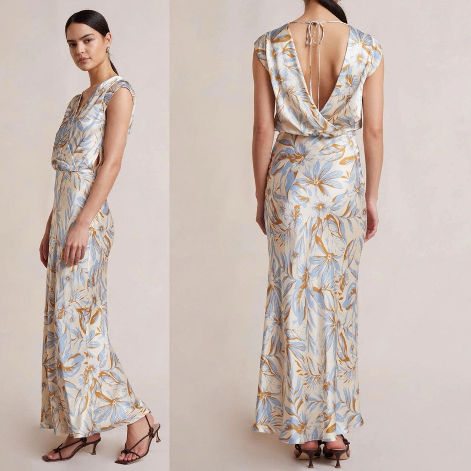 BEC + BRIDGE Bec & Bridge Stella Maxi Dress Blue Beige Tropical Floral 6 Size M / US 6-8 / IT 42-44 - 2 Thumbnail