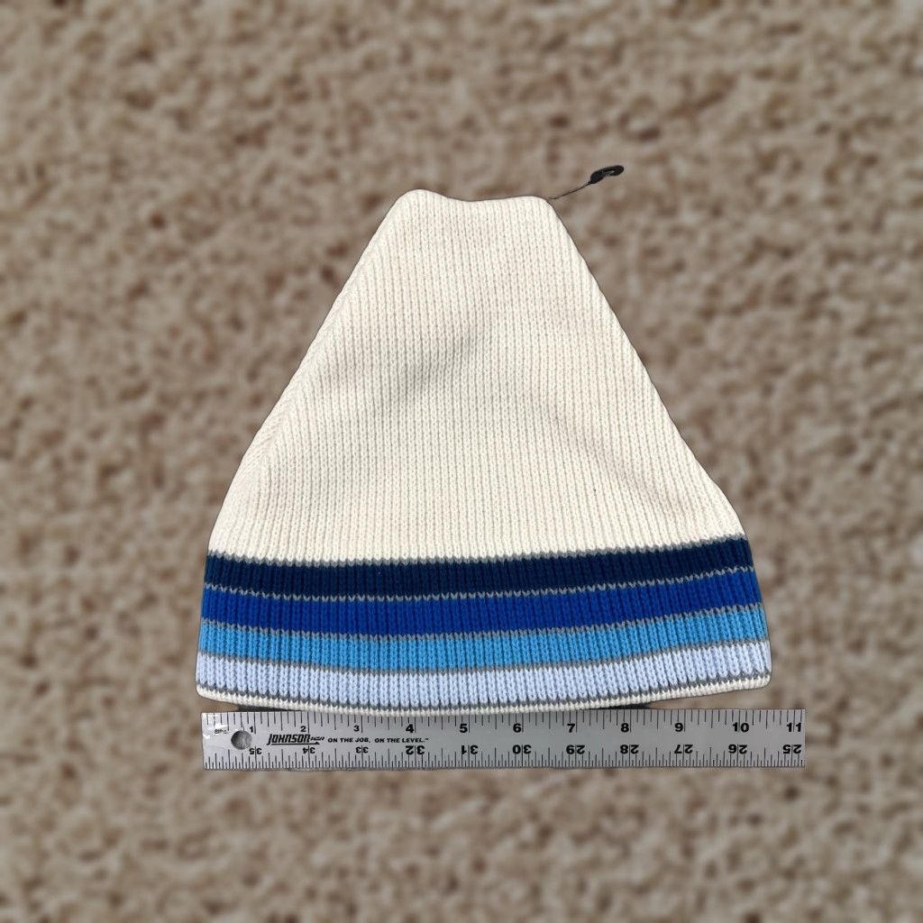 Vintage Penthouse Knits Beanie Adult One Size White Blue Stripe Wool Blend Ski Size ONE SIZE - 1 Thumbnail