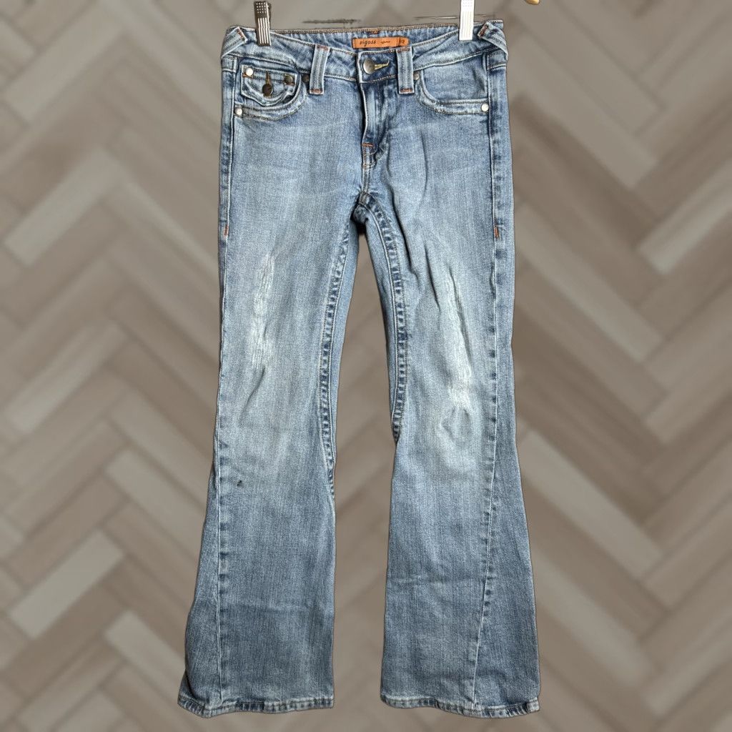 Vintage VIGOSS Jeans Women Flare Blue Stretch Denim Low Rise 5-Pocket Regular Inseam 30 in Navy/Blue Size 26" / US 2 / IT 38 - 1 Thumbnail