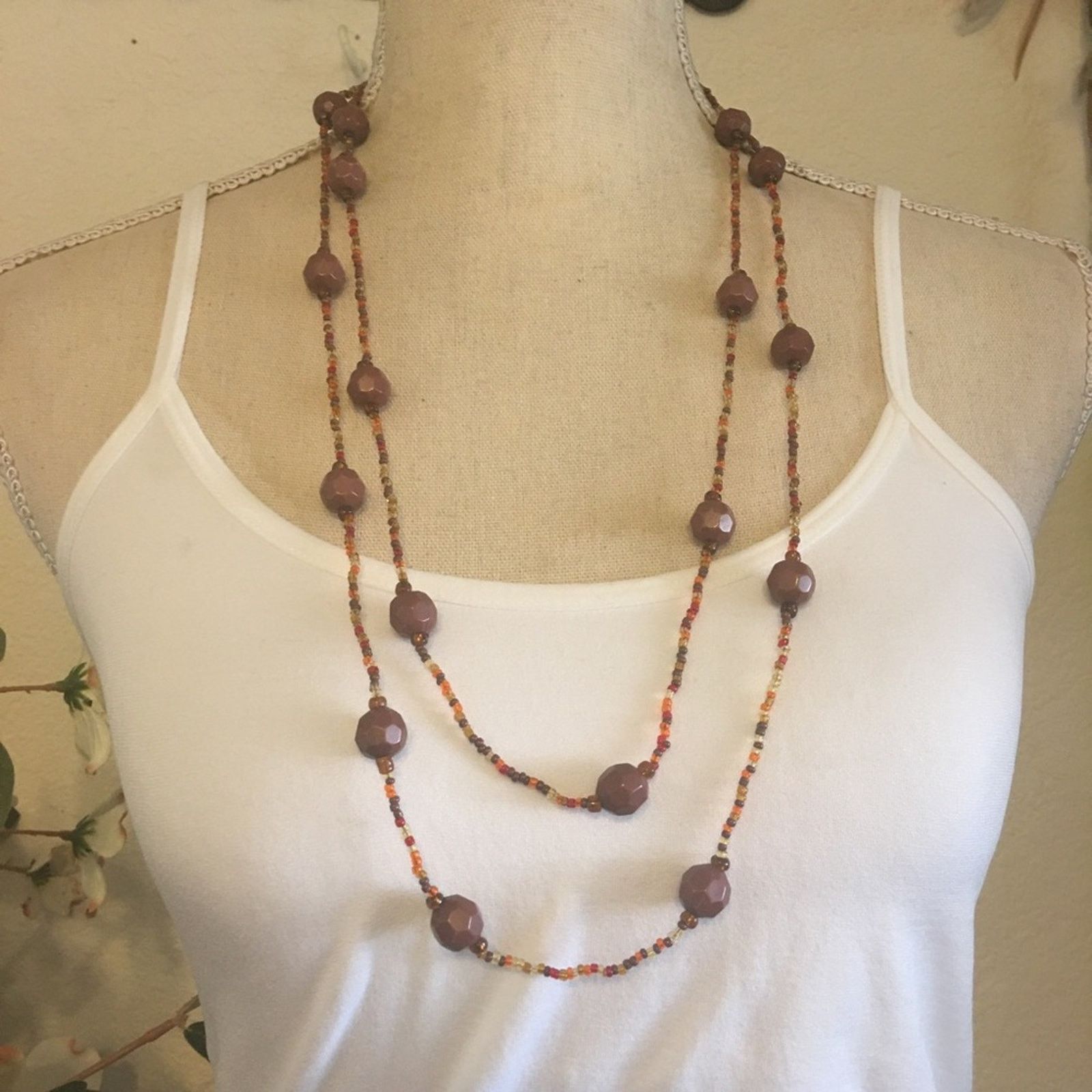 Vintage Vintage faceted bead seed bead long necklace Size ONE SIZE - 4 Thumbnail
