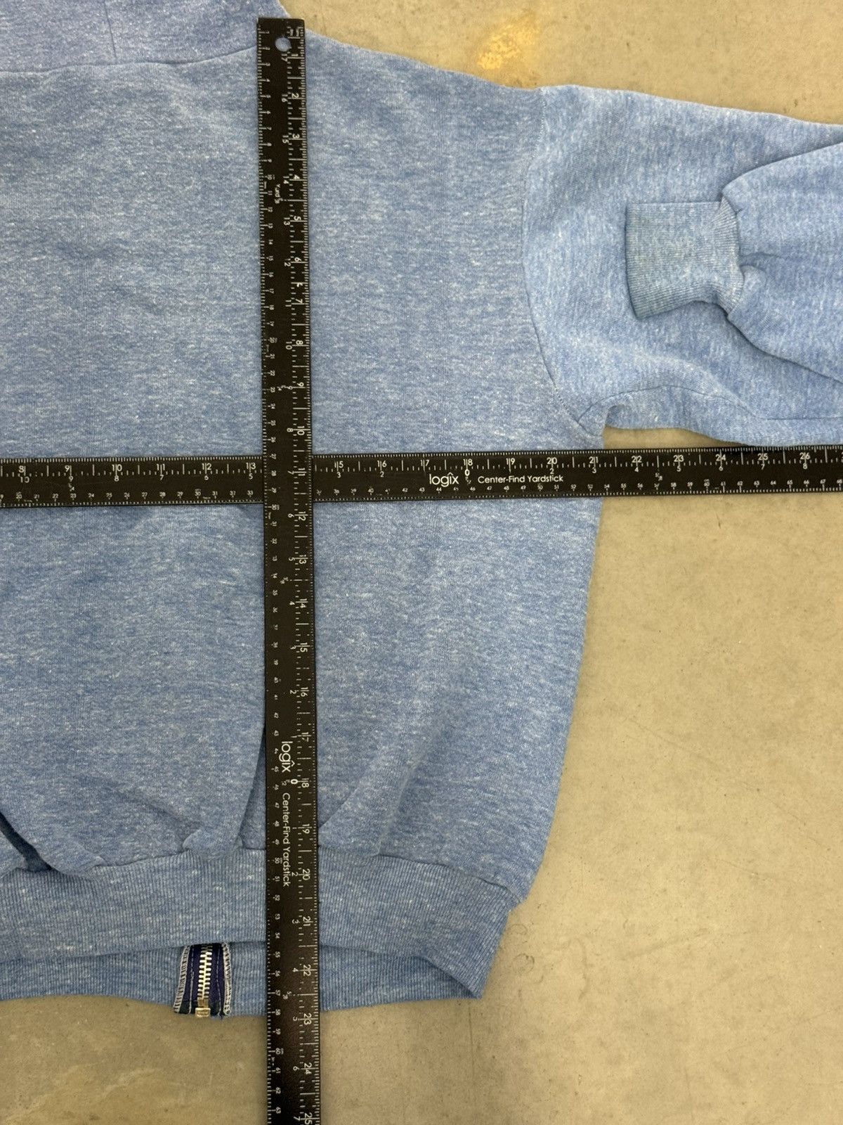 Hanes Blue Blank Full Zip Hoodie YKK Metal Zipper USA Made 80s Size US L / EU 52-54 / 3 - 6 Thumbnail