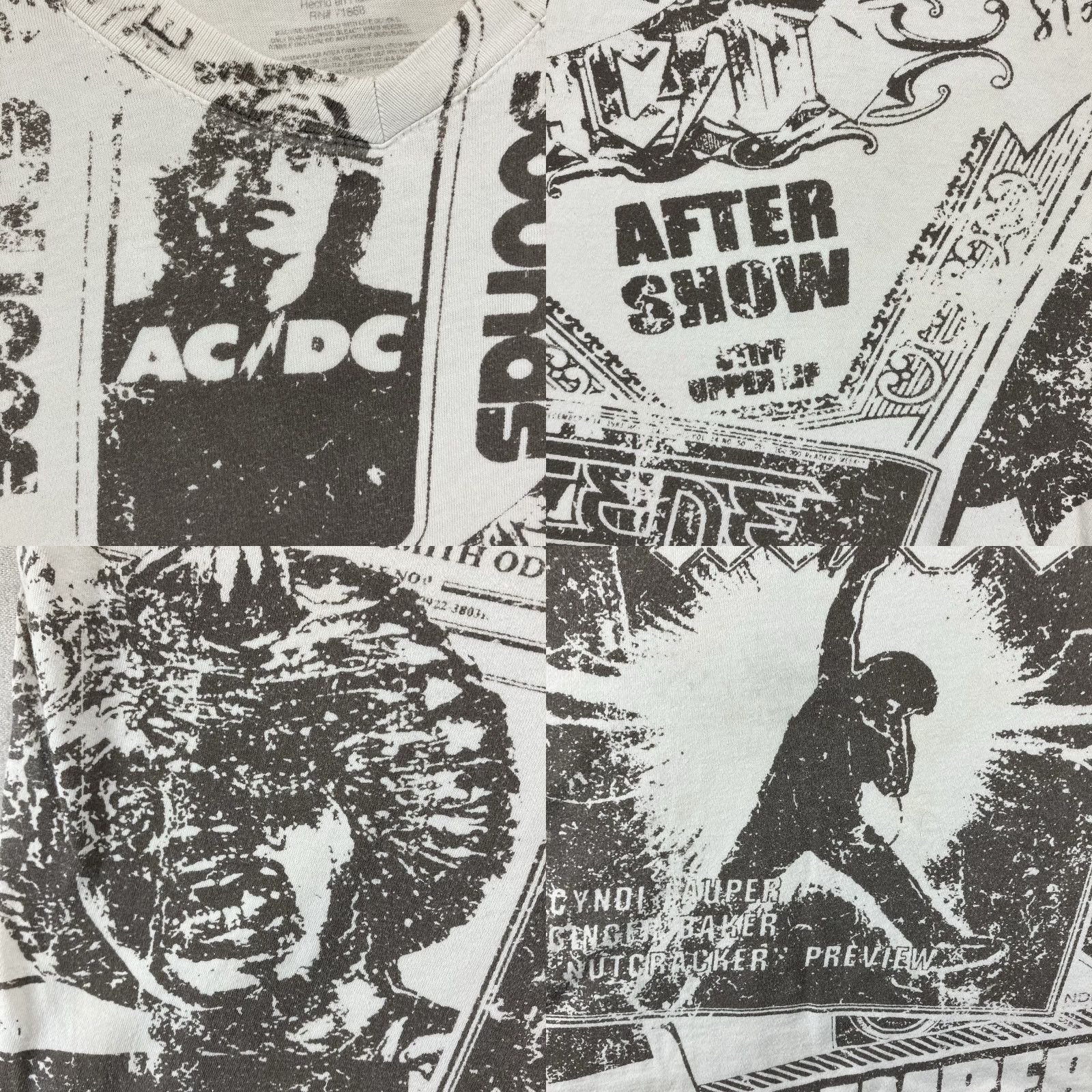 Vintage AC/DC T Shirt Mens Large Graphic Print V-Neck Short Sleeve Retro 70s 80s Music Beige Slim Fit Cotton 2020s Size US L / EU 52-54 / 3 - 8 Thumbnail