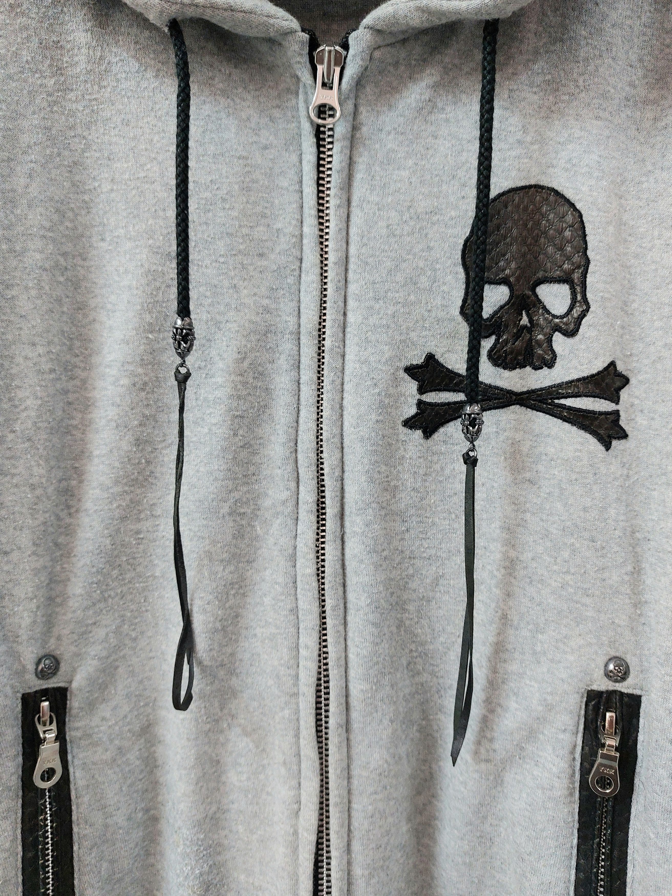 Custom Culture Real Snake Skin Part Skull Hoodie