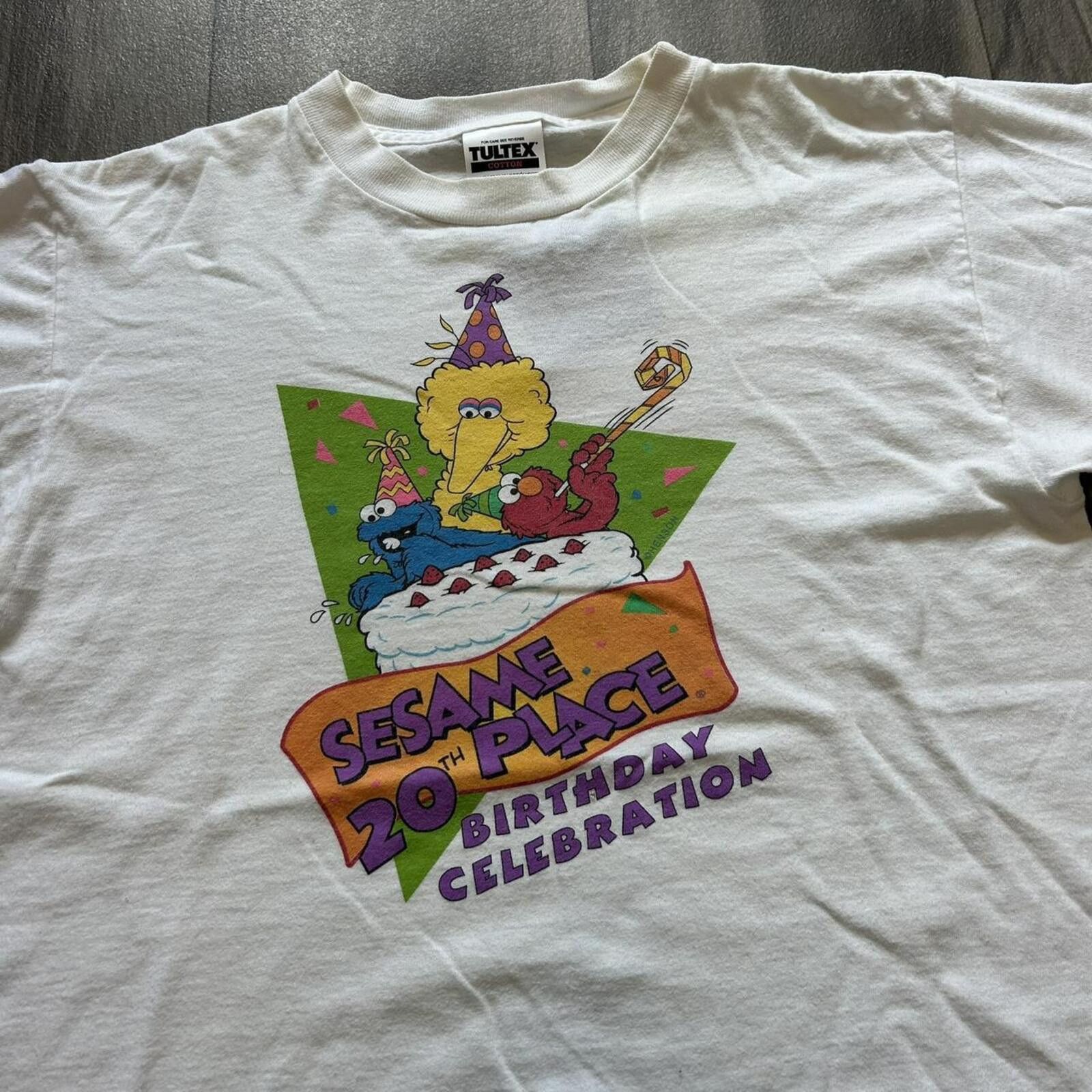 Tultex Vintage 90s Sesame Place Barney t shirt Kids Size L Size US XXS / EU 40 - 2 Thumbnail